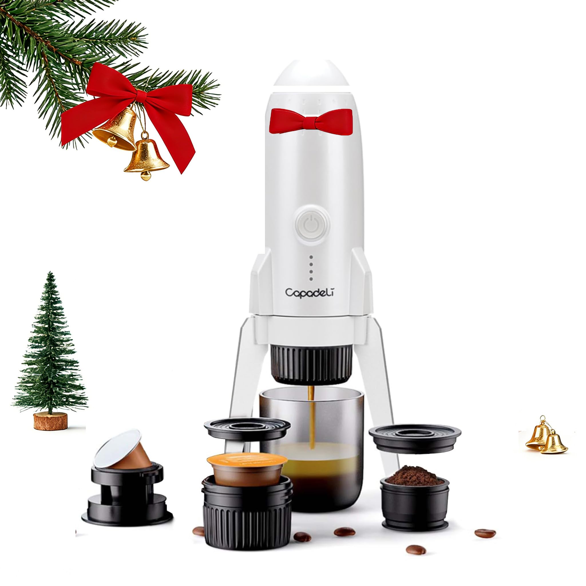 3 en 1 cafetera portátil eléctrica de viaje para cápsulas NS y café molido y Pod DG, cargador USB tipo C y coche, cafetera de 19 bares con calefacción automática (blanco