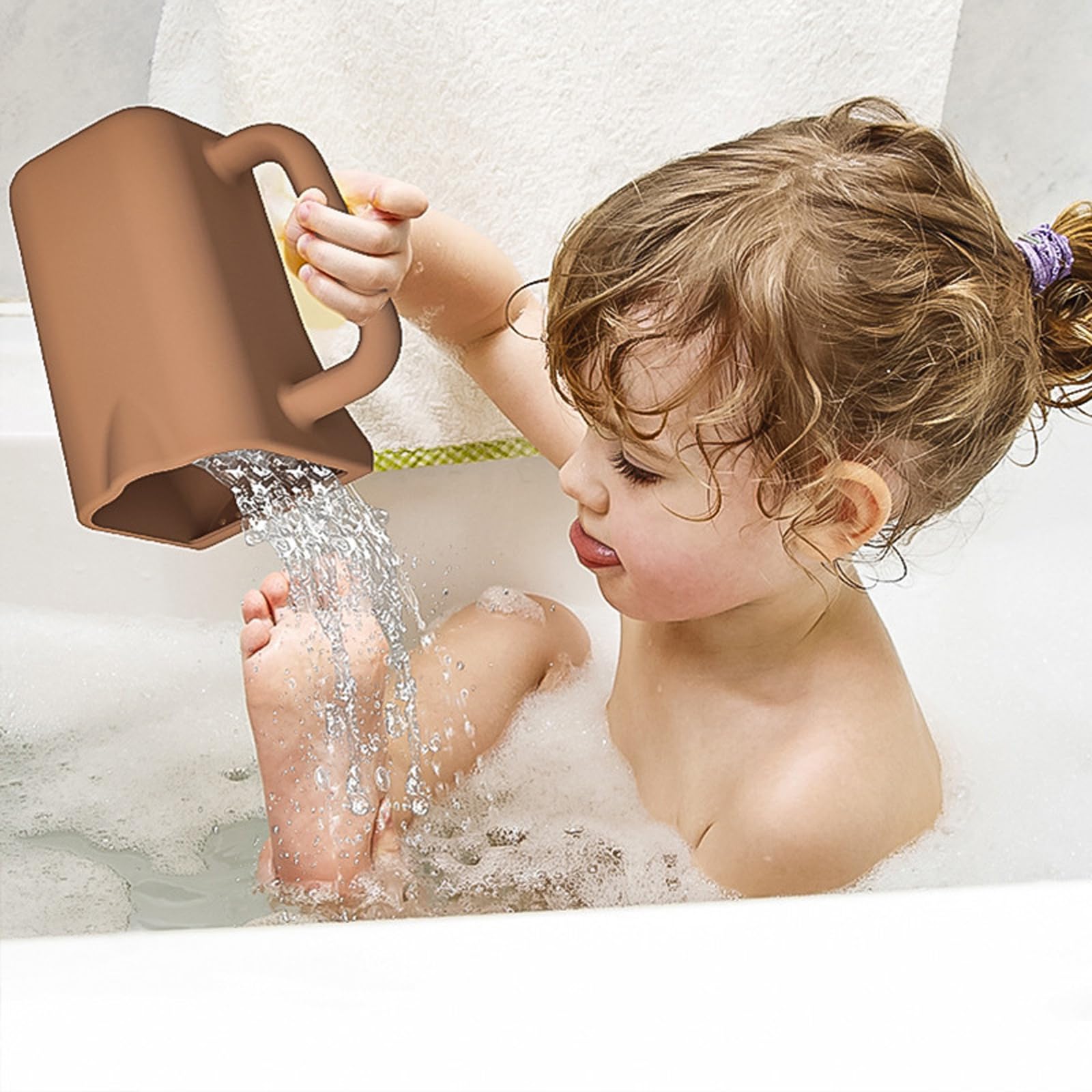 Taza de baño para bebé con cabeza suave contorneada antideslizante accesorios de silicona para lavado diario del cabello, accesorios de silicona