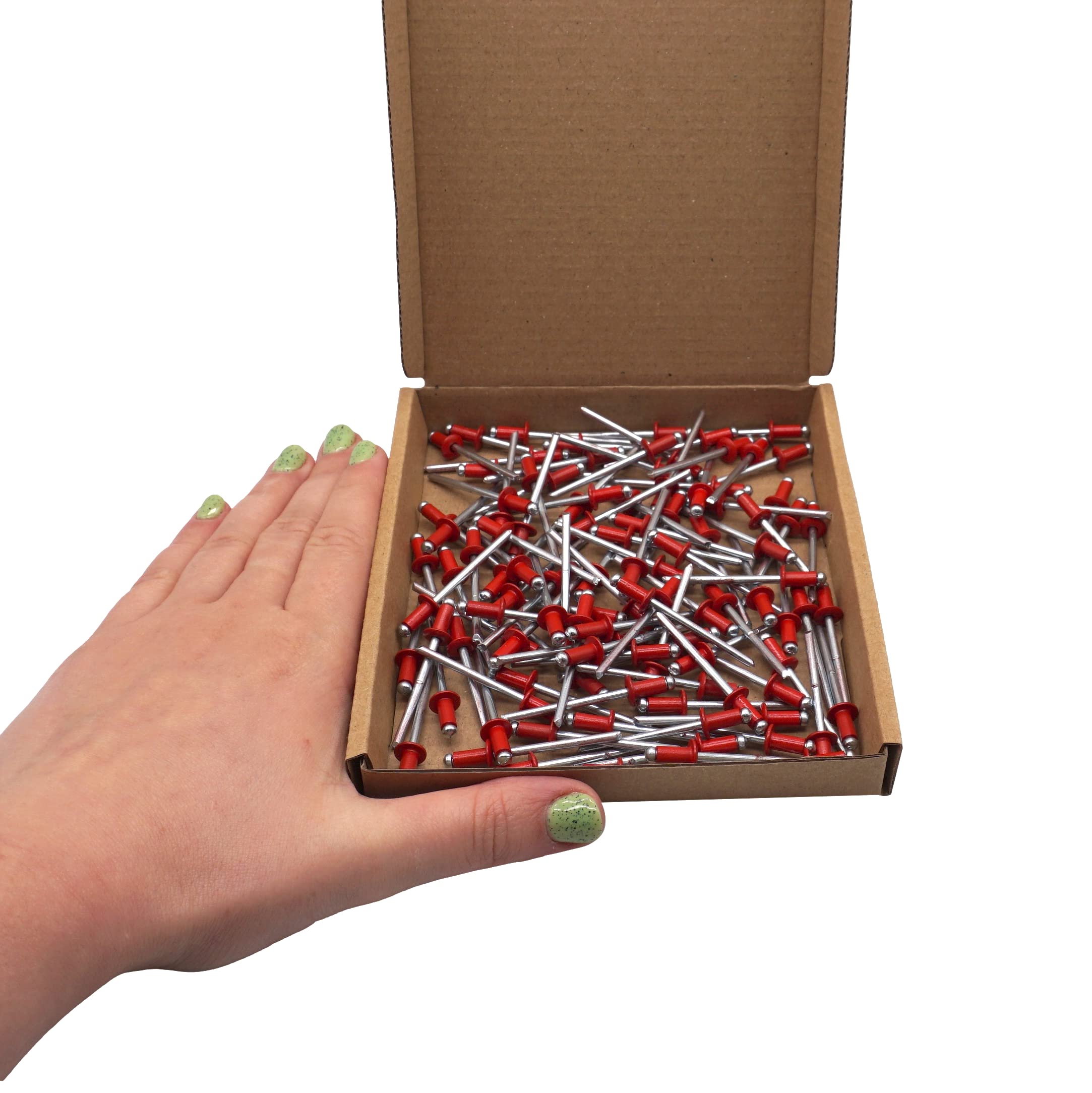 Pack van 100 stuks) Geschilderde blindklinknagels 4,0 x 8 mm, koepelkop, DIN 7337, aluminium klinknagel en stalen doorn, popklinknagels (100, oxiderood RAL 3009