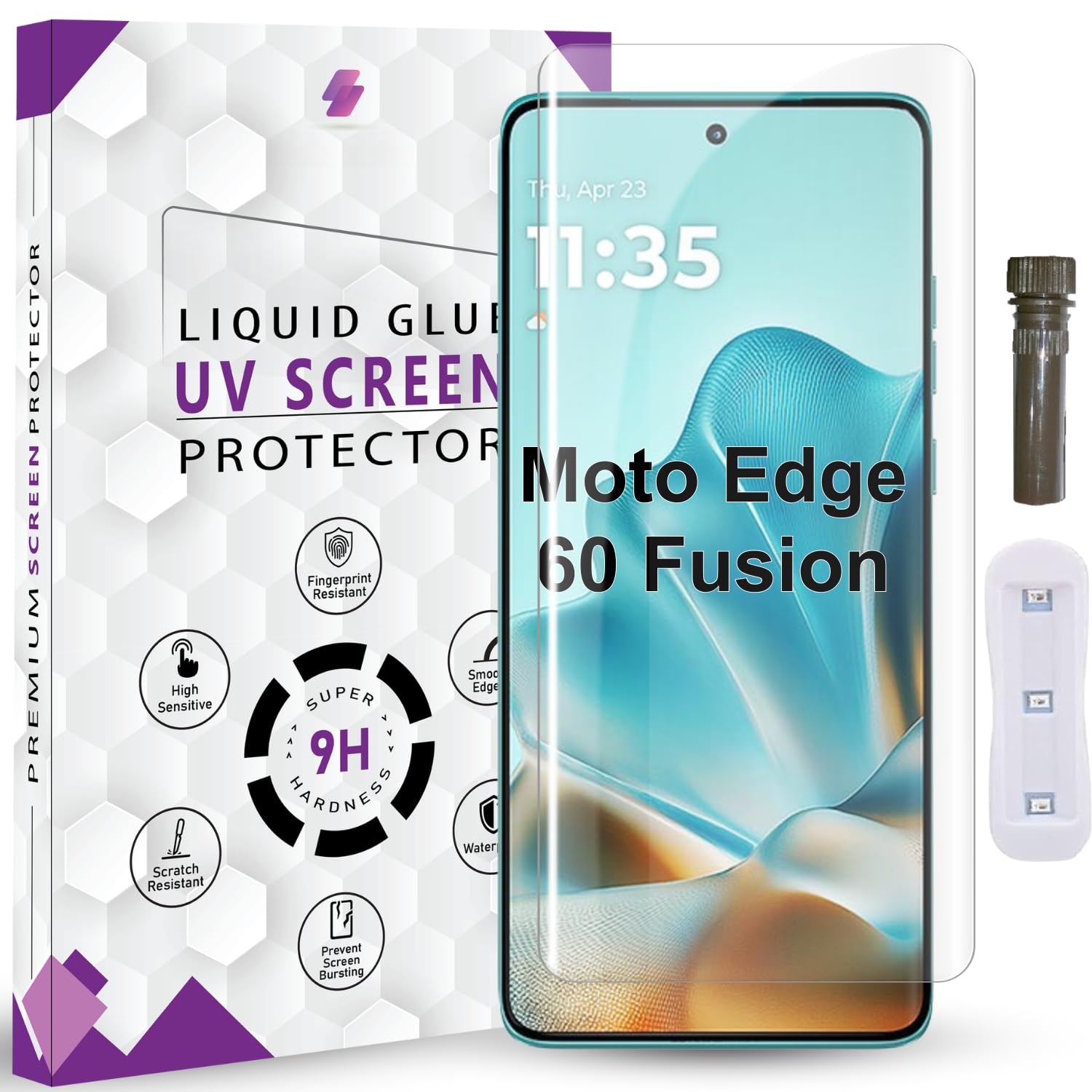 Advanced HD+ UV Tempered Glass Screen Protector For Motorola Edge 60 Fusion 5G / Edge 60 Pro/Edge 60 5G (6.7 Inch, Pack of 1) Full Adhesive UV Curved Screen Guard, Case Friendly-picture-12