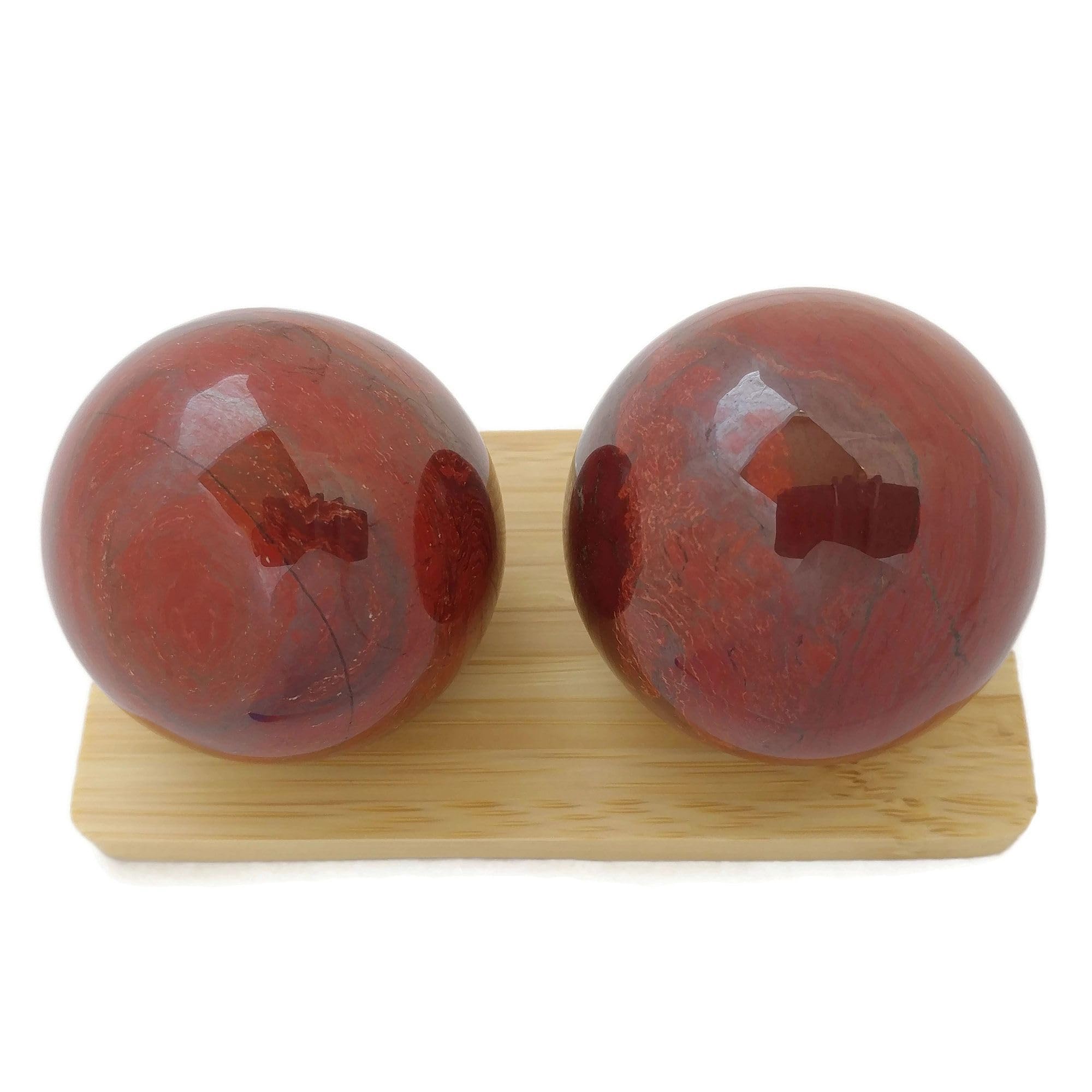 Top Chi Sfere Baoding in pelle di serpente al diaspro per terapia delle mani, esercizio fisico e sollievo dallo stress (medie 4,1 cm)