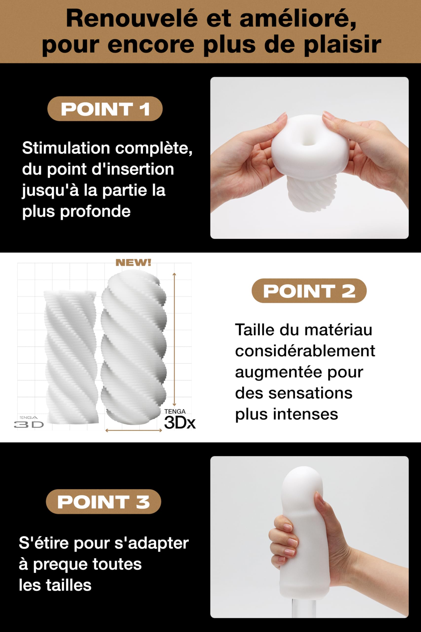 TENGA Sculpted Ecstasy 3D Series TDX-003 | Masturbateur pour homme (Sex toy) | Manchon réutilisable à texture de vagues ondulantes | Fabriqué au Japon