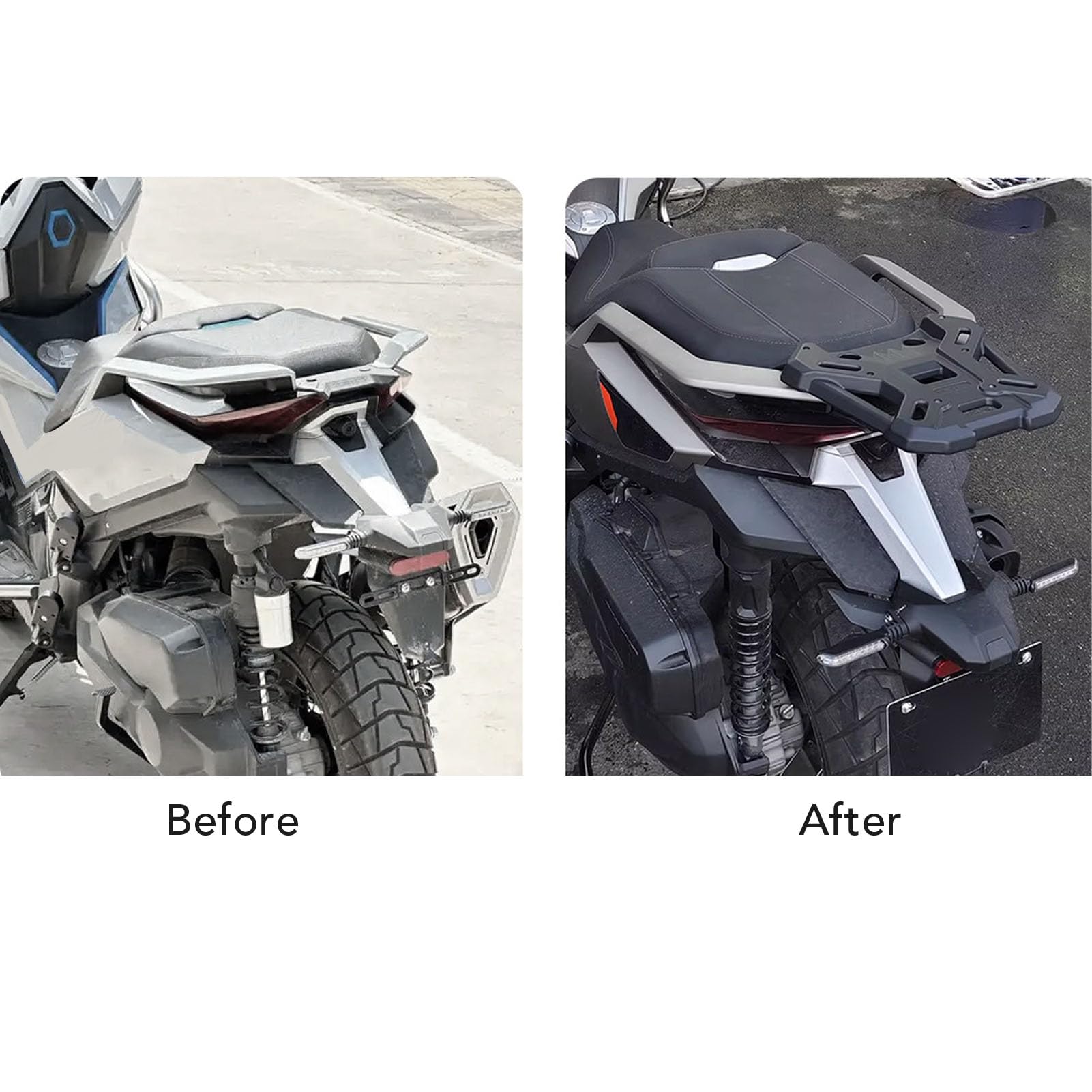 Portapacchi Posteriore per Moto, Resistente Supporto per Bauletto in Lega di Alluminio per Viaggiatori ZONTES 368G, Design Nero Leggero