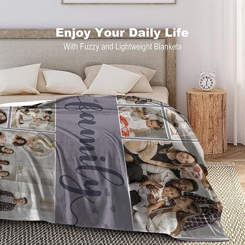 Miniatura 3 de Manta personalizada con fotos fabricada en Estados Unidos, manta personalizada para regalo conmemorativo de 10 fotos, manta personalizada para