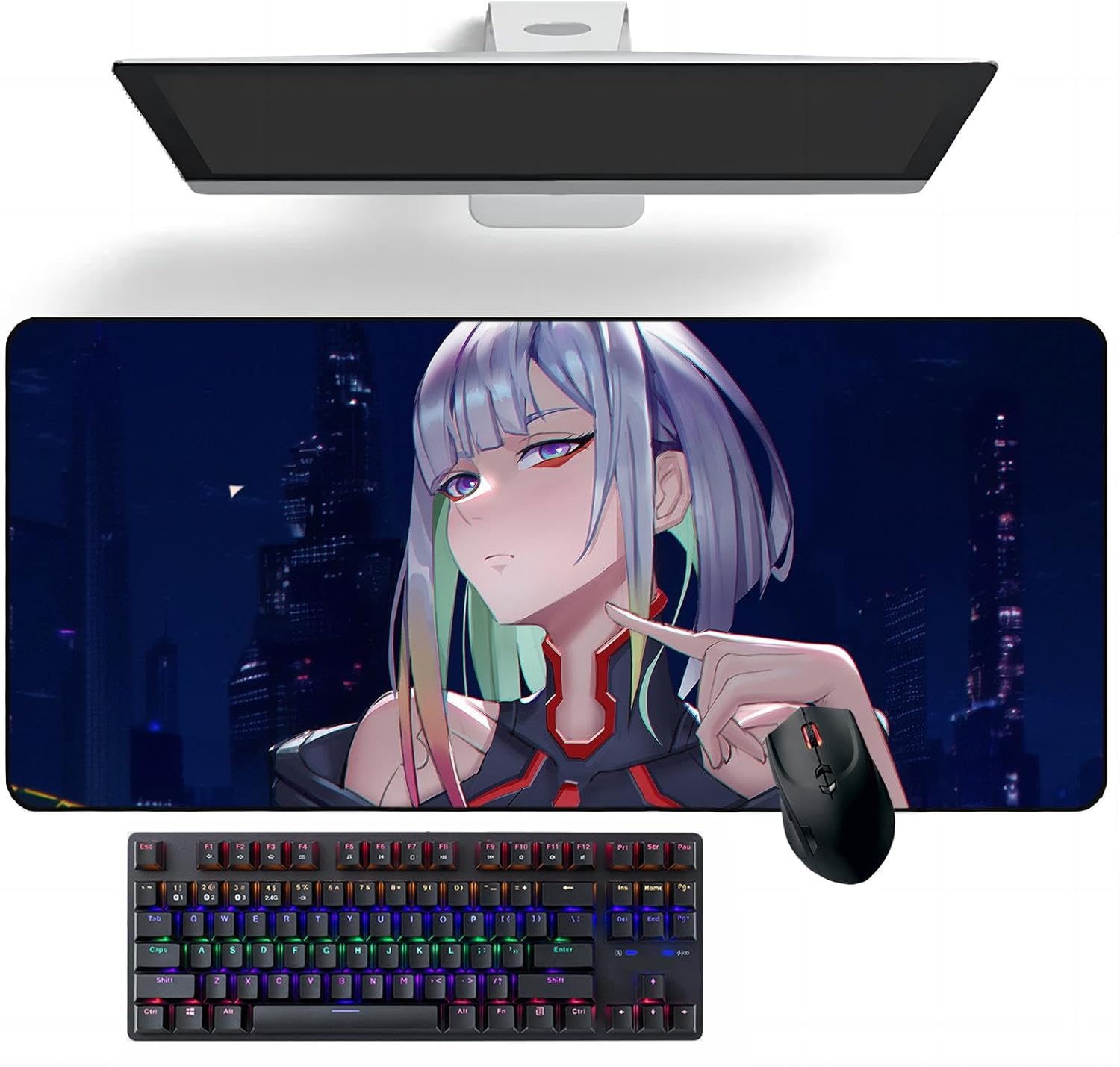 Anime Mouse pad Cyberpunk: Edgerunners Anime Mouse Pads Deskmat Keyboard Mat Large Mouse Mats, 400mm*900mm*3mm