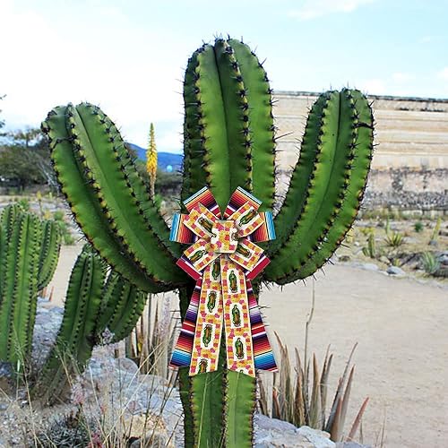 Miniatura 5 de Hying Arco mexicano grande para corona, lazo de fiesta mexicana serape para puerta delantera, serape hispano mexicano, lazos para decoración de