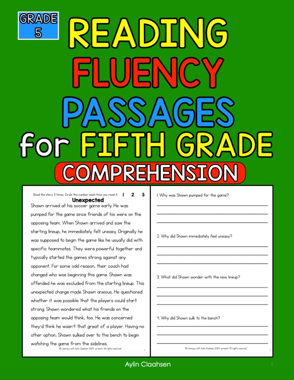 5th Grade Fluency Passages with Comprehension Questions Workbook: Fifth Grade Reading Fluency Passages and Comprehension Questions for Grade 5 (K-5 Fluency Passages)