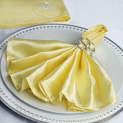 Efavormart - Paquete de 25 servilletas de tela de satén sin costuras amarillas, resistentes a las arrugas, 20 x 20 pulgadas