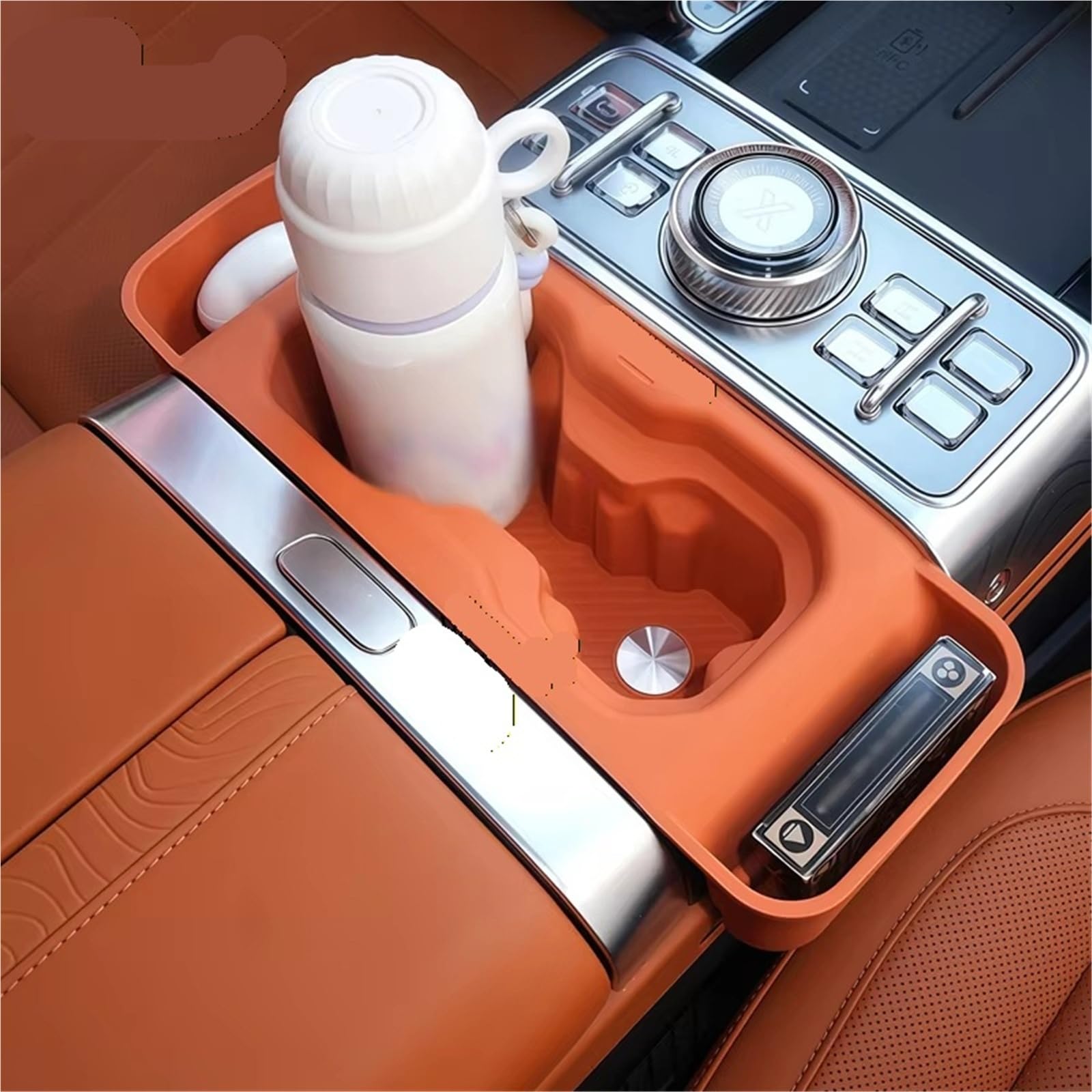 Kompatibel Mit Chery Für Jetour Für G700 2025 2026, Car Center Control Silikon-Becherschlitz-Aufbewahrungsbox Getränkehalter Auto(Beige)