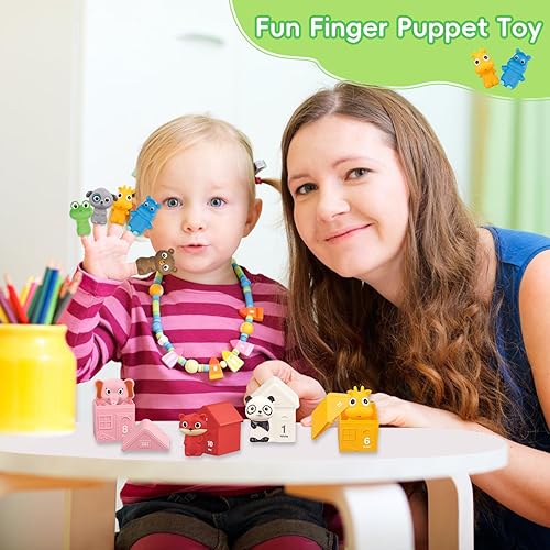 Miniatura 7 de BOZILY Juguete de aprendizaje para niños pequeños de 1, 2, 3 años, 20 juguetes de animales de bosque, contando con bolsa organizadora, regalo de