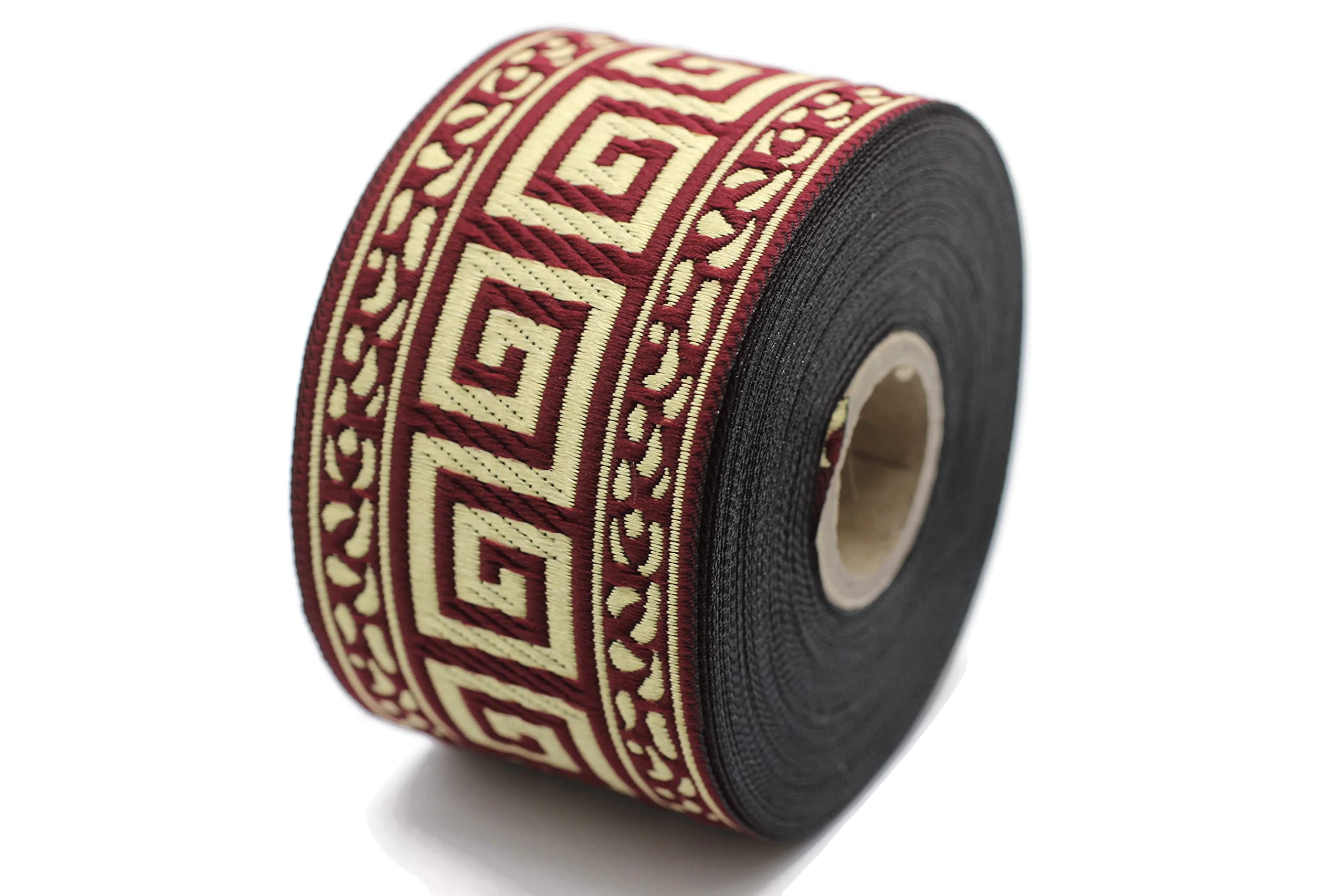 Ruban jacquard 10m or et bordeaux pour créer des accessoires maman uniques
