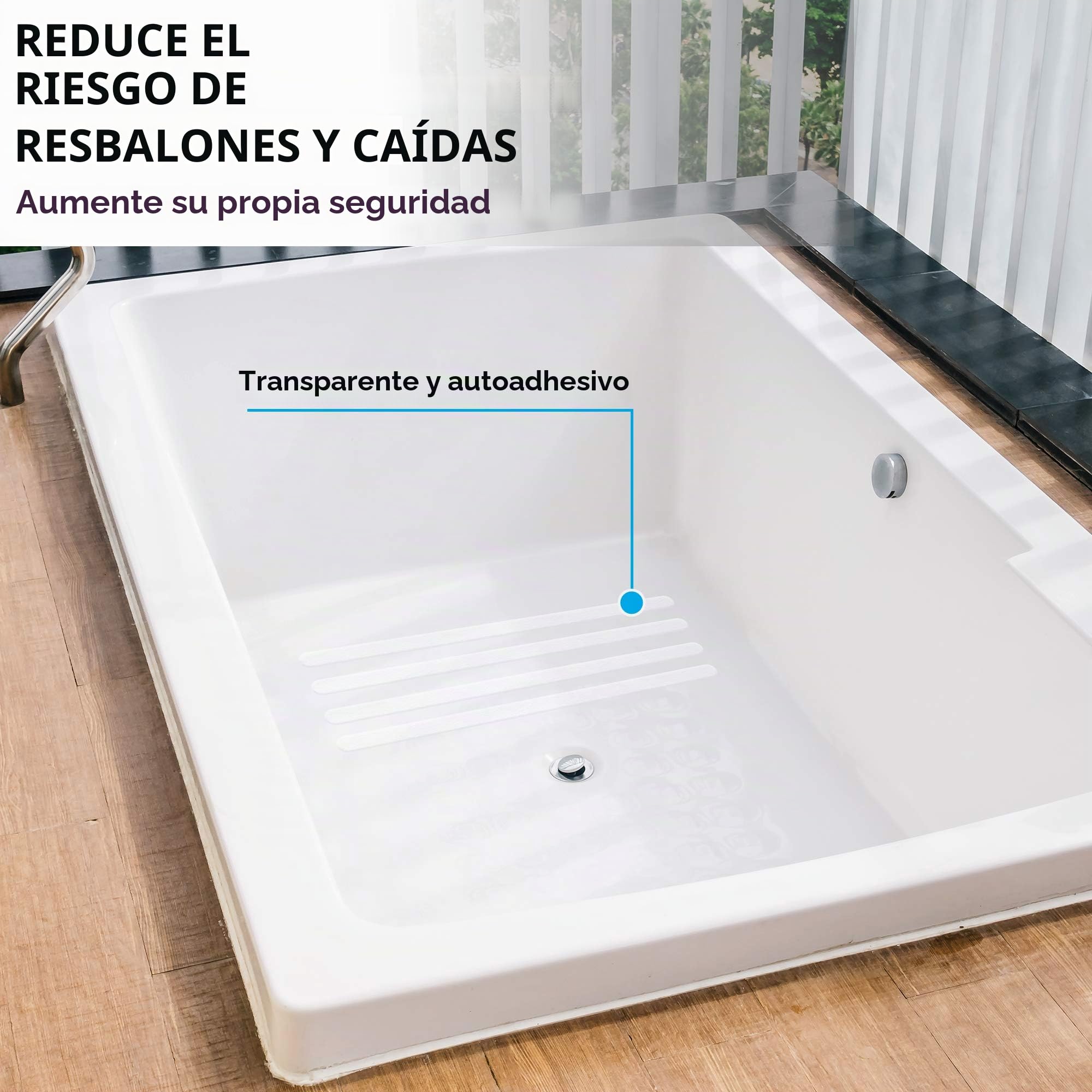 Tiras antideslizantes para bañera y ducha, 100 % transparentes y autoadhesivas, pegatinas antideslizantes para bañera, para ducha, antideslizantes