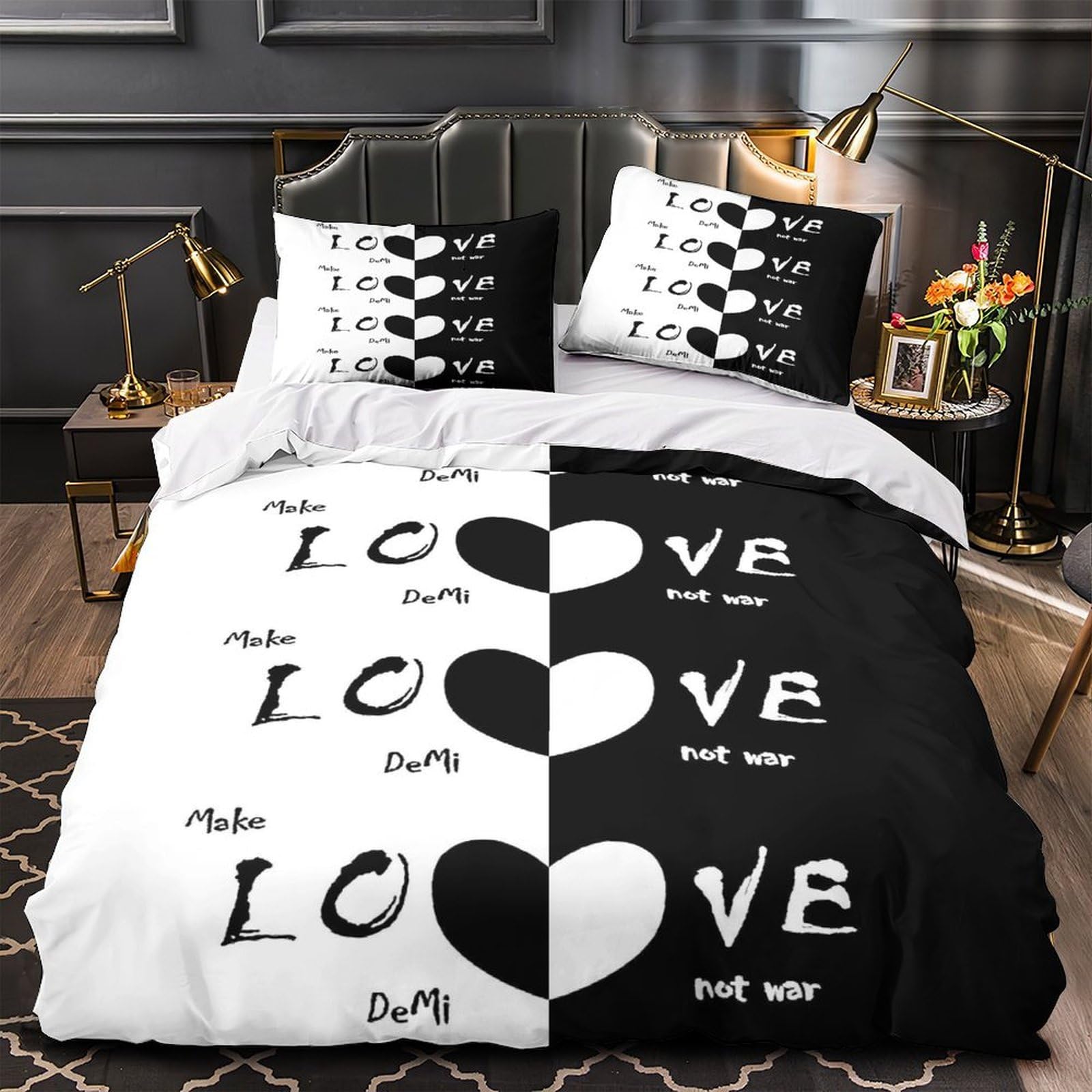 Parure de lit 3D Message d'amour en microfibre 135x200cm pour chambre d'enfant