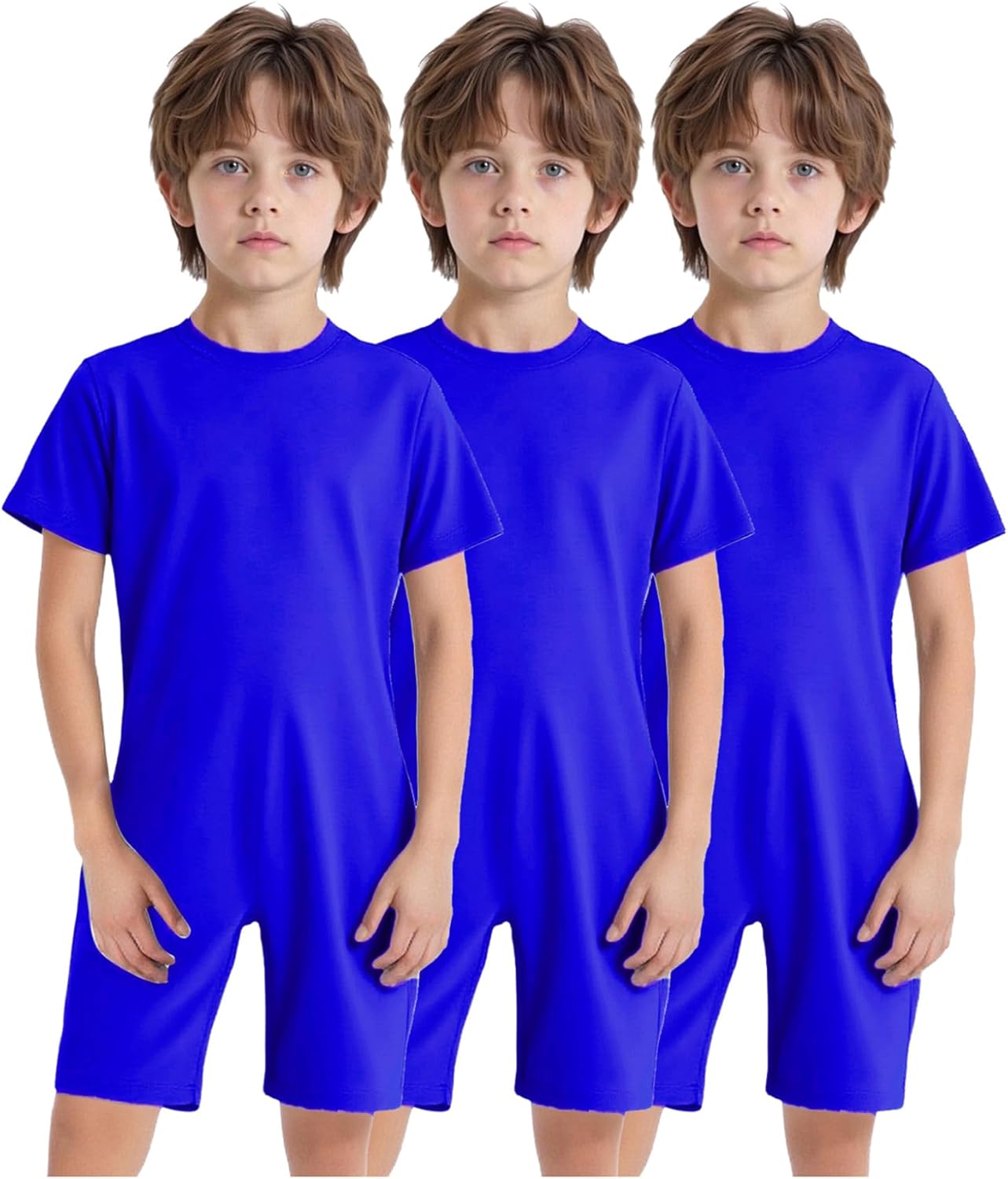JanJean Boys Girls Special Needs Autism Sensory Jumpsuit 3-pack Anti-Strip Romper with Back Zipper for Kids