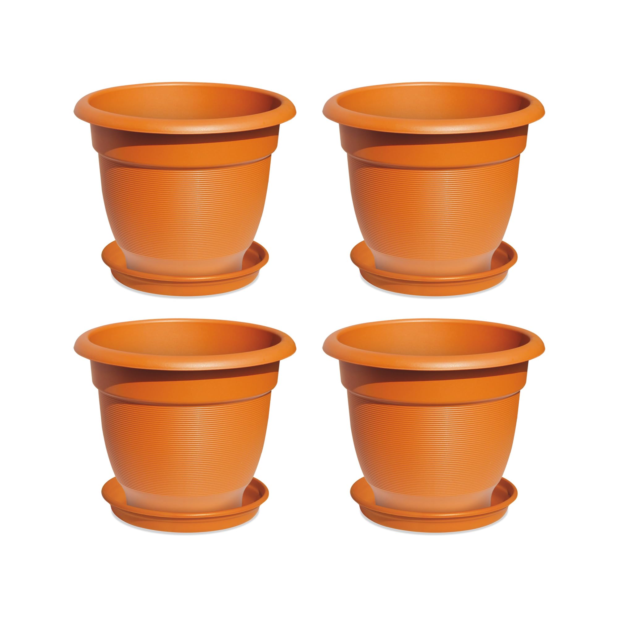 MILTON Blossom Mate 4 Plastic Pot with Tray, Set of 6, Terracotta Brown | Flower Pot with Tray | Balcony | Garden Planter | Plant Container | Gamla | Easy to Carry | Indoor | Outdoor (B0C6ZW2JZG) Amazon Price History, Amazon Price Tracker