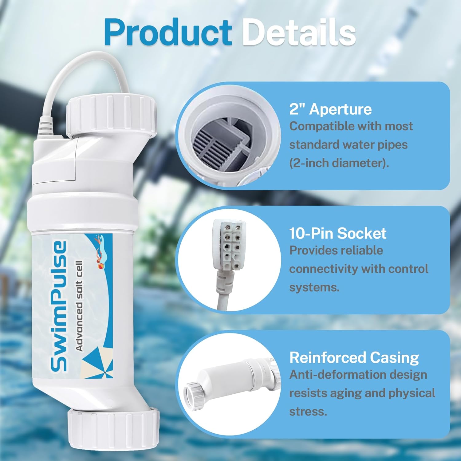 Salt Cell Plate Up to 40,000 Gallons Swimming Pool Salt Chlorine Generator, Salt Cell for Pool Fits for Hayward W3T-CELL-15 BLW1T15H