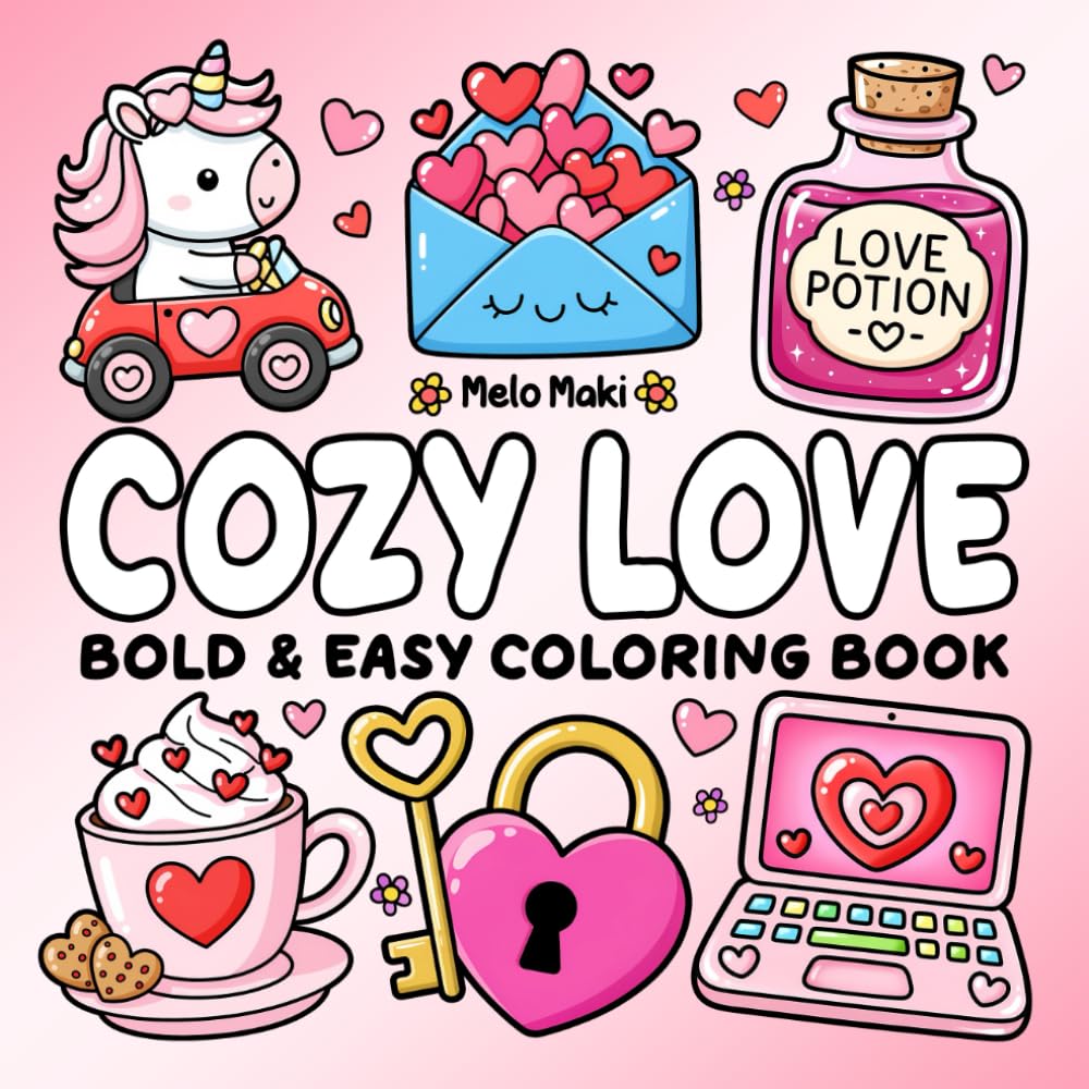 Cozy Love: Bold & Easy Coloring Book Featuring Relaxing Romance Illustrations, Suitable for Both Adults & Kids
