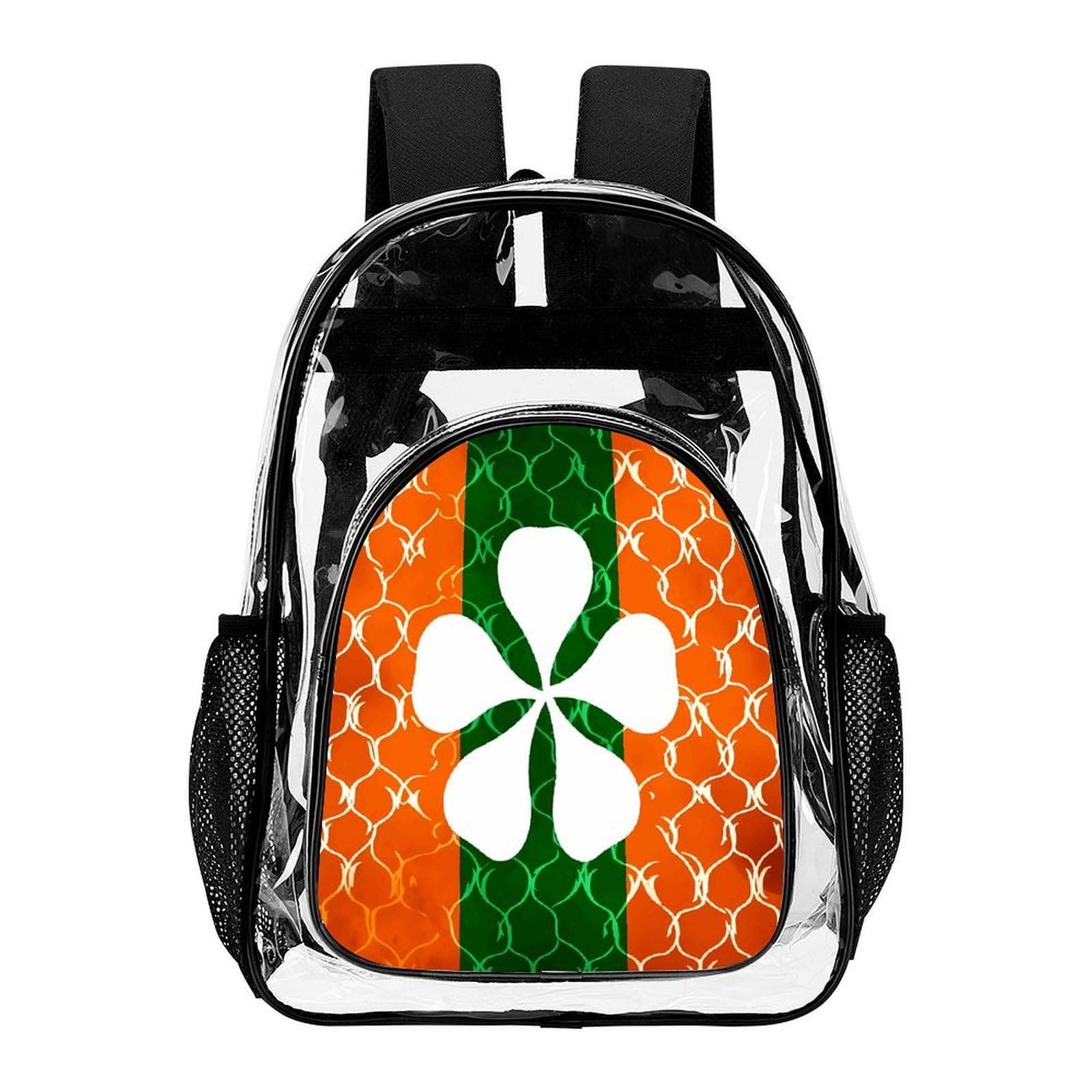 Transparenter Rucksack, Motiv: Silhouette von Blättern, groß, transparent, PVC, Büchertasche für Sicherheit, Arbeit, Reisen, Stadion