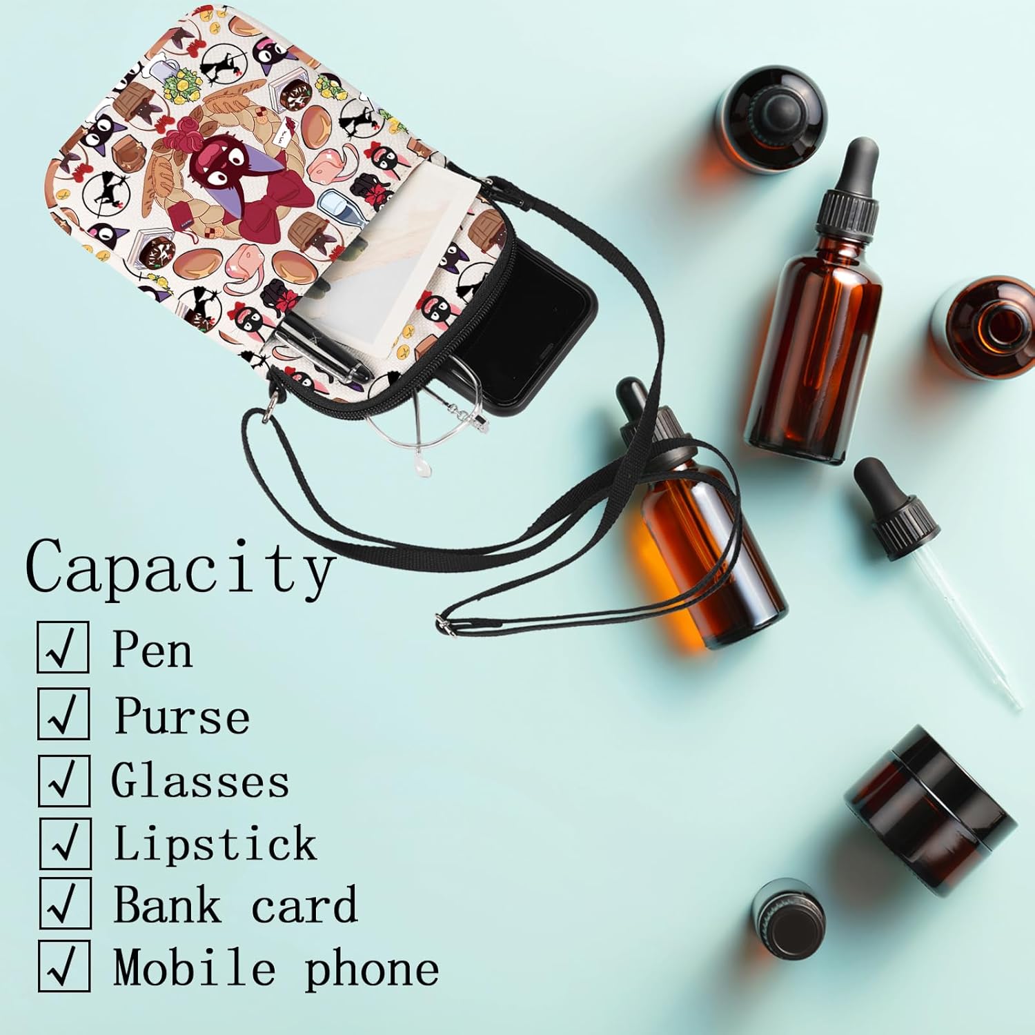 LEVLO Kiki's Cat Crossbody Bag Magical Kiki Anime Gifts Jiji Anime Cat Shoulder Bag Kiki & Jiji Merchandise - Image 5