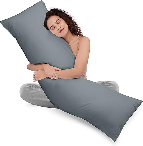 Utopia Bedding Almohada de cuerpo completo para adultos (gris, 20 x 54 pulgadas), almohada larga para dormir, relleno de almohada grande para dormir