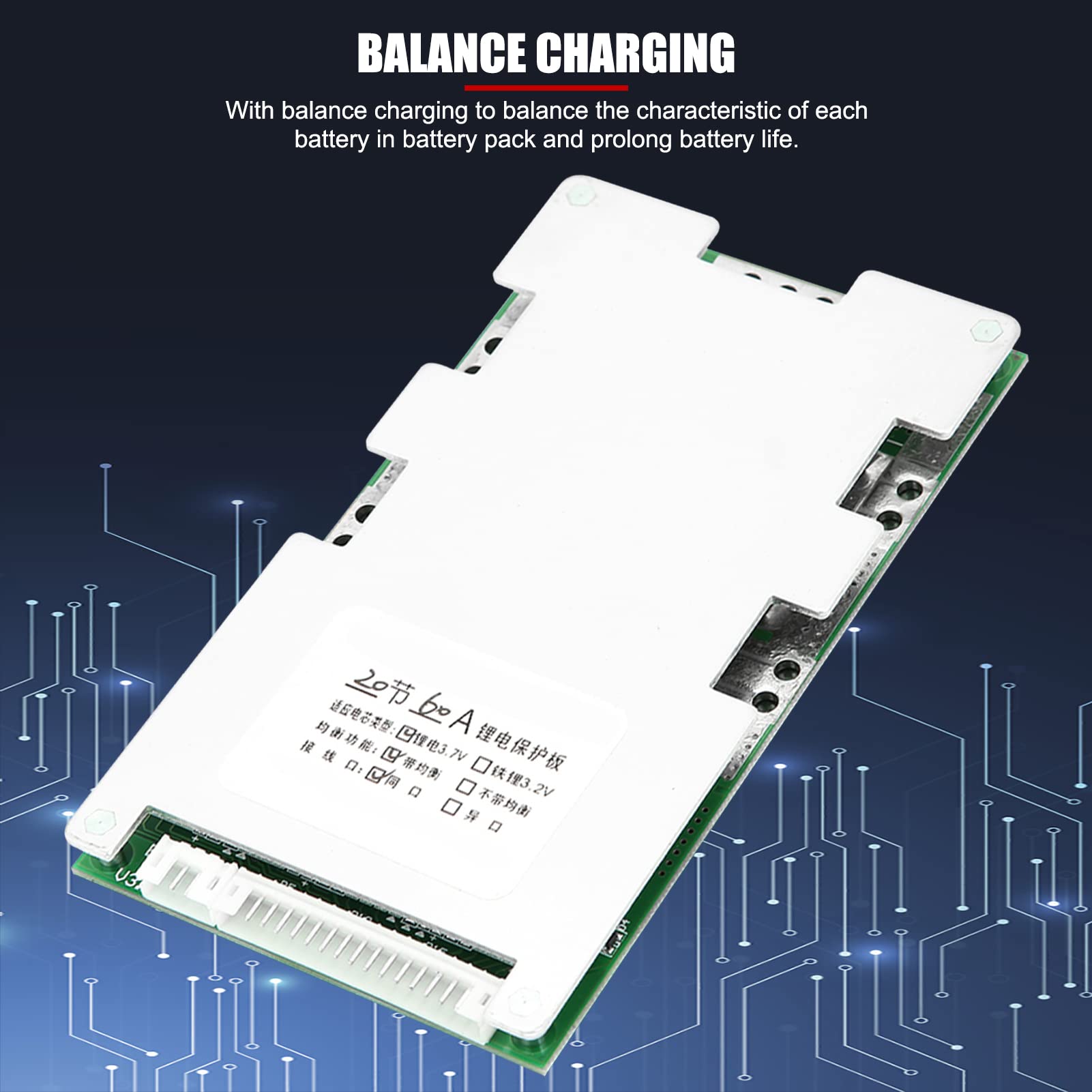Ultima 72 v BMS Batteria al Litio Caricabatteria Board, 20 S 3.2 V 60 A Batteria al Litio Scheda di Protezione BMS PCB con Equilibrio Protezione di Ricarica Dual Funzioni