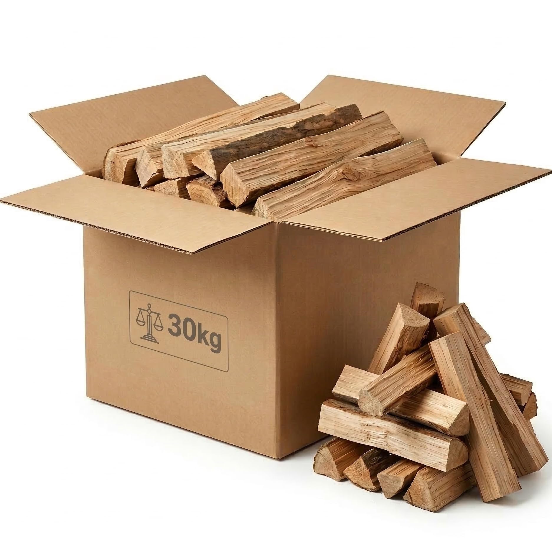 Bois d'allumage en chêne 100 % naturel, sec et sans produits chimiques, pour cheminée, four et barbecue, bâtonnets de 30 cm, 30 kg