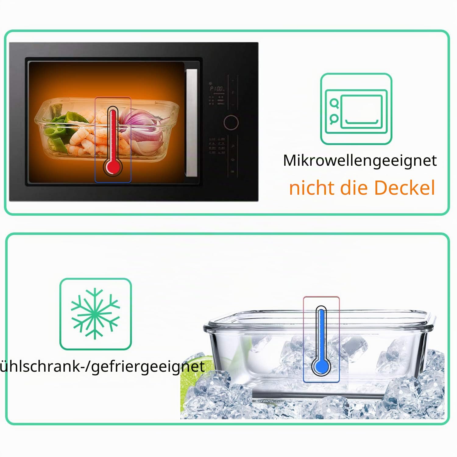 [10 Stück] Glas-Mahlzeiten-Vorbereitungsbehälter, Frischhaltedosen mit Deckel, luftdicht, Glas-Lunchboxen, mikrowellen-, ofen-, gefrier- und spülmaschinenfest
