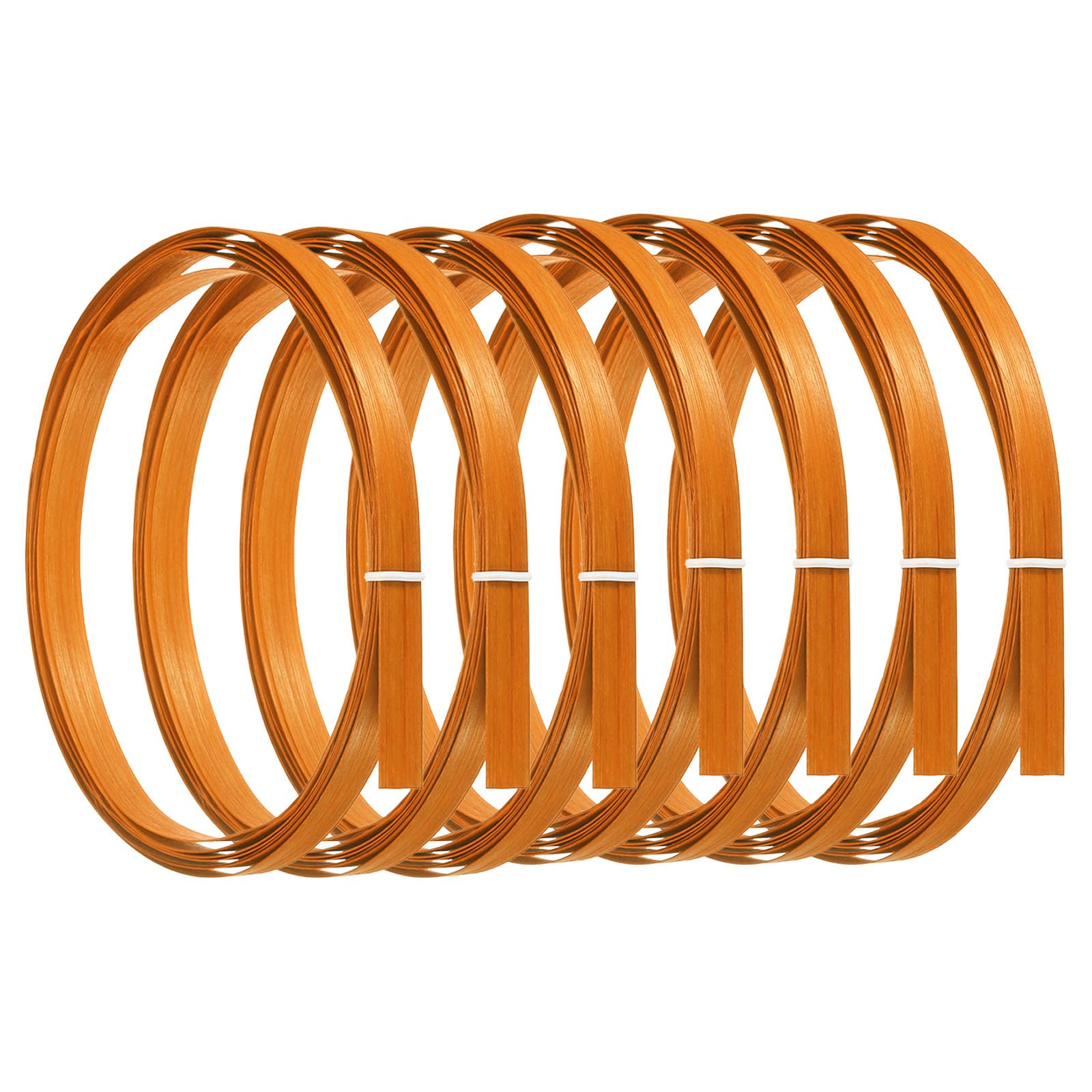 PATIKIL Bamboo Strips for Weaving 7/16" x 10 Ft, 7 Pack Thin Flat Wicker Rattan Cane Reed for Making Basket Webbing DIY Crafts Orange