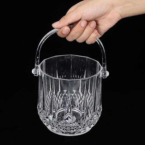 Miniatura 5 de Cubo de hielo para barra de cócteles, cubo de hielo de acrílico transparente para congelador recipiente de hielo de cristal con mango desmontable