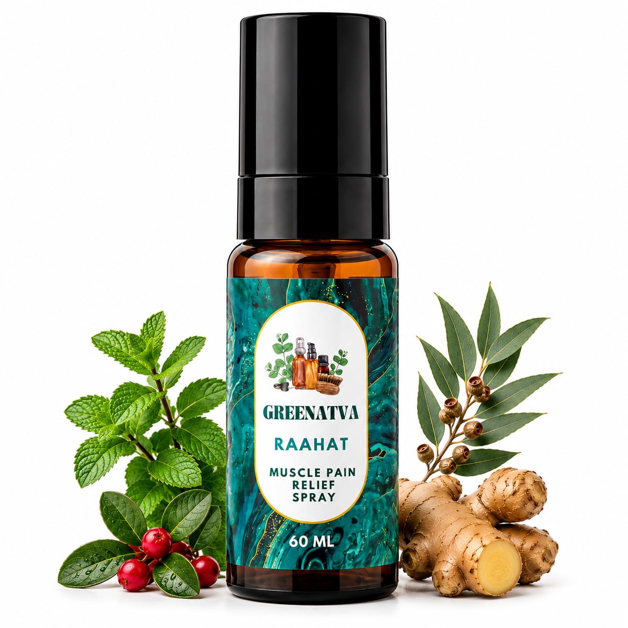 Raahat By Greenatva - Pain Relief Roll On, Relief From Muscle Pain, Spasms & Muscle Soreness, Ginger, Wintergreen, Peppermint Essential Oil Blend, No Diclofenac, 10ml per bottle, Lasts More Than 60 applications, Plant Based, Organic & Vegan-image-4