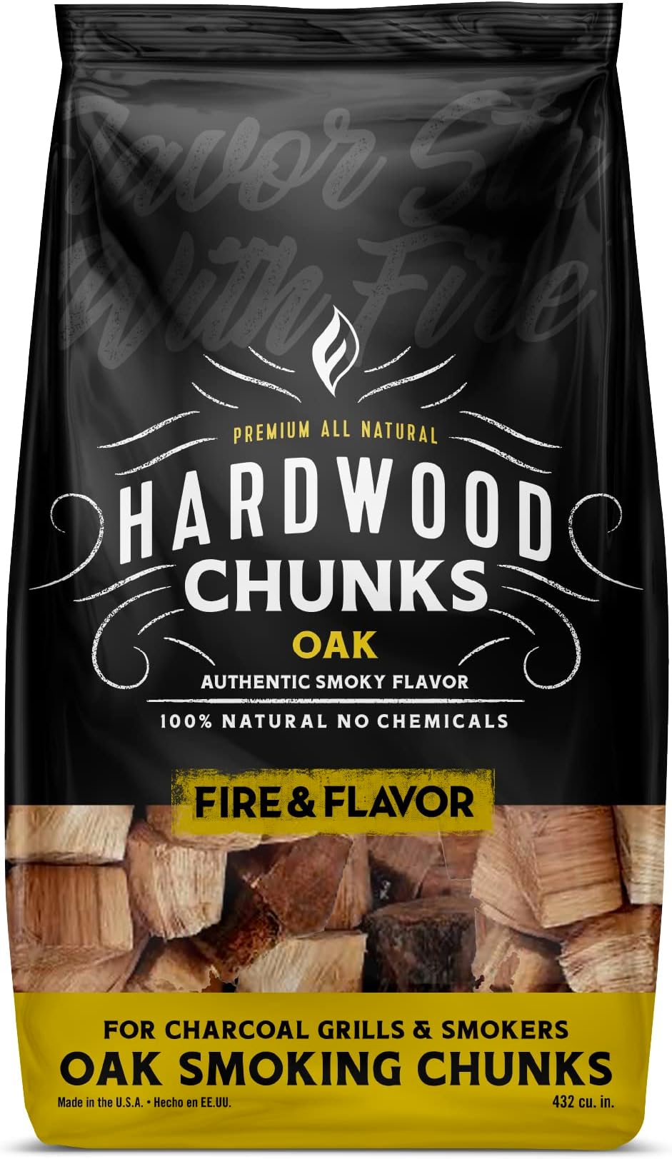 Fire & Flavor Oak Wood Chunks for Smoking and Grilling - All-Natural, Long-Lasting with a Mildly Sweet Flavor - Large Chunk Wood Chips for Smokers