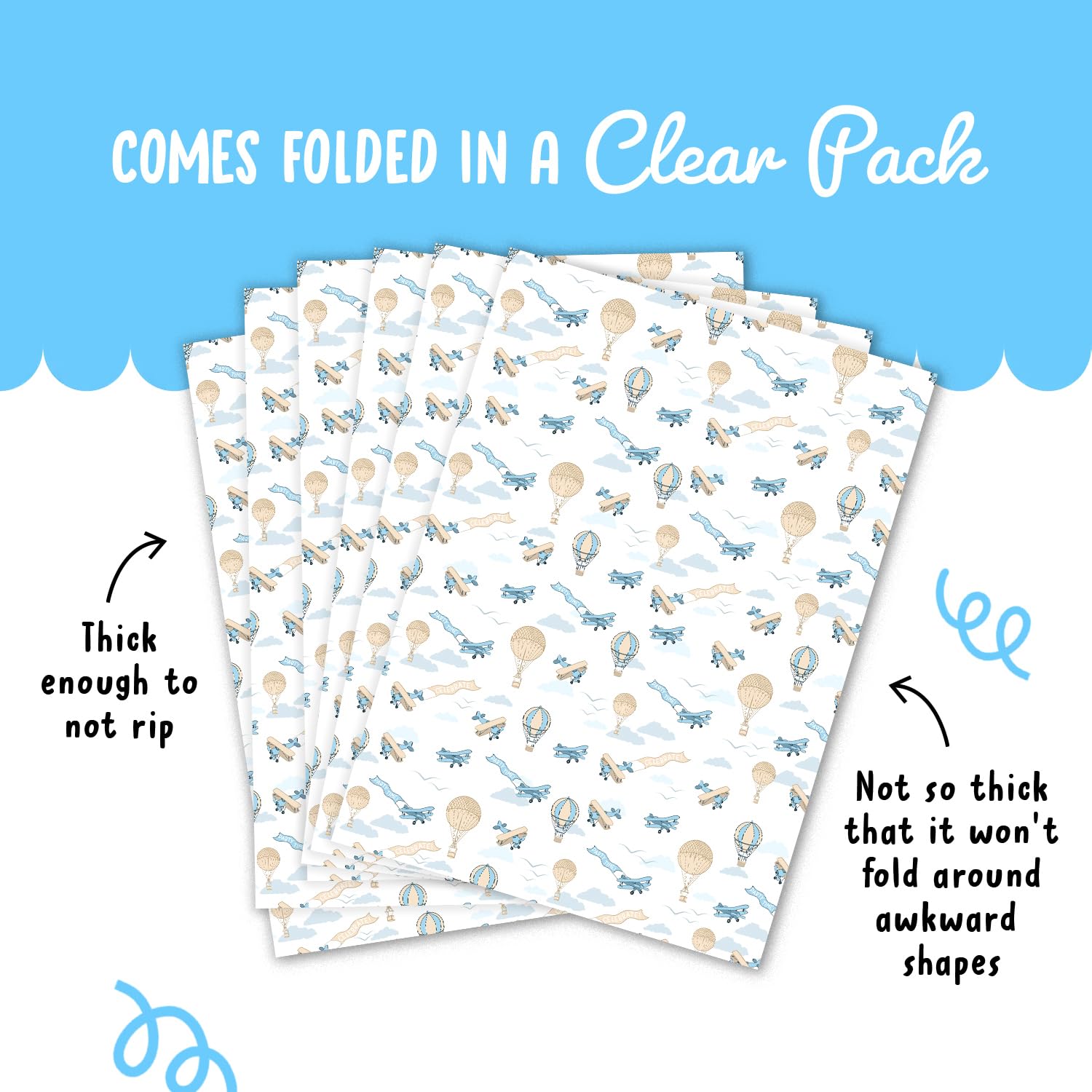 Carta Da Regalo Bambini Aereo Vintage - 6 Fogli 70x50 Cm Con Etichette, Design UK, Eco-Friendly - Foto 12