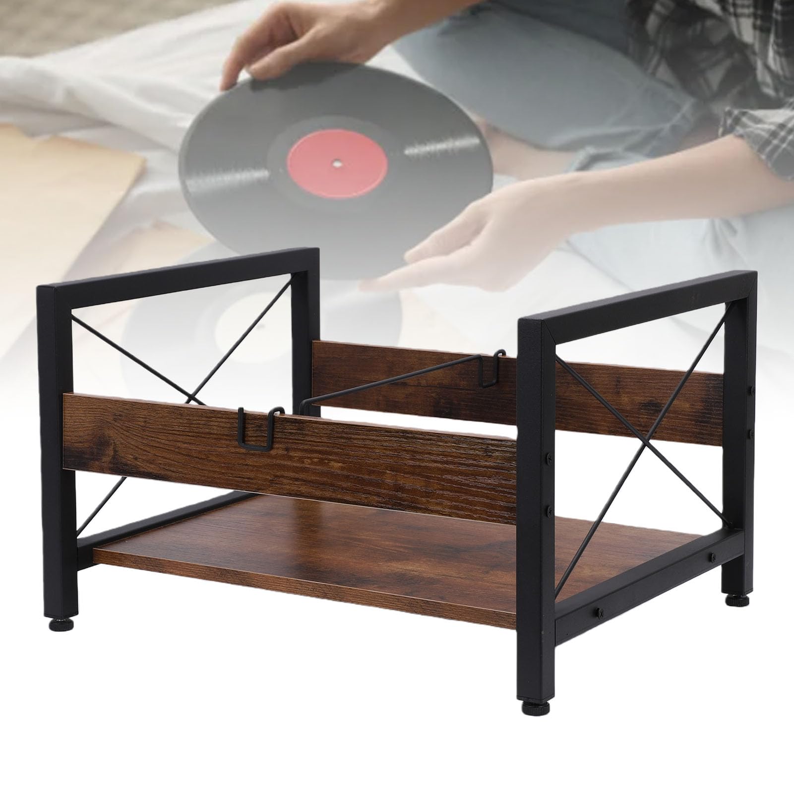 banapoy Drewniany Stojak na Płyty Winylowe, 50-100 Storage Stand for