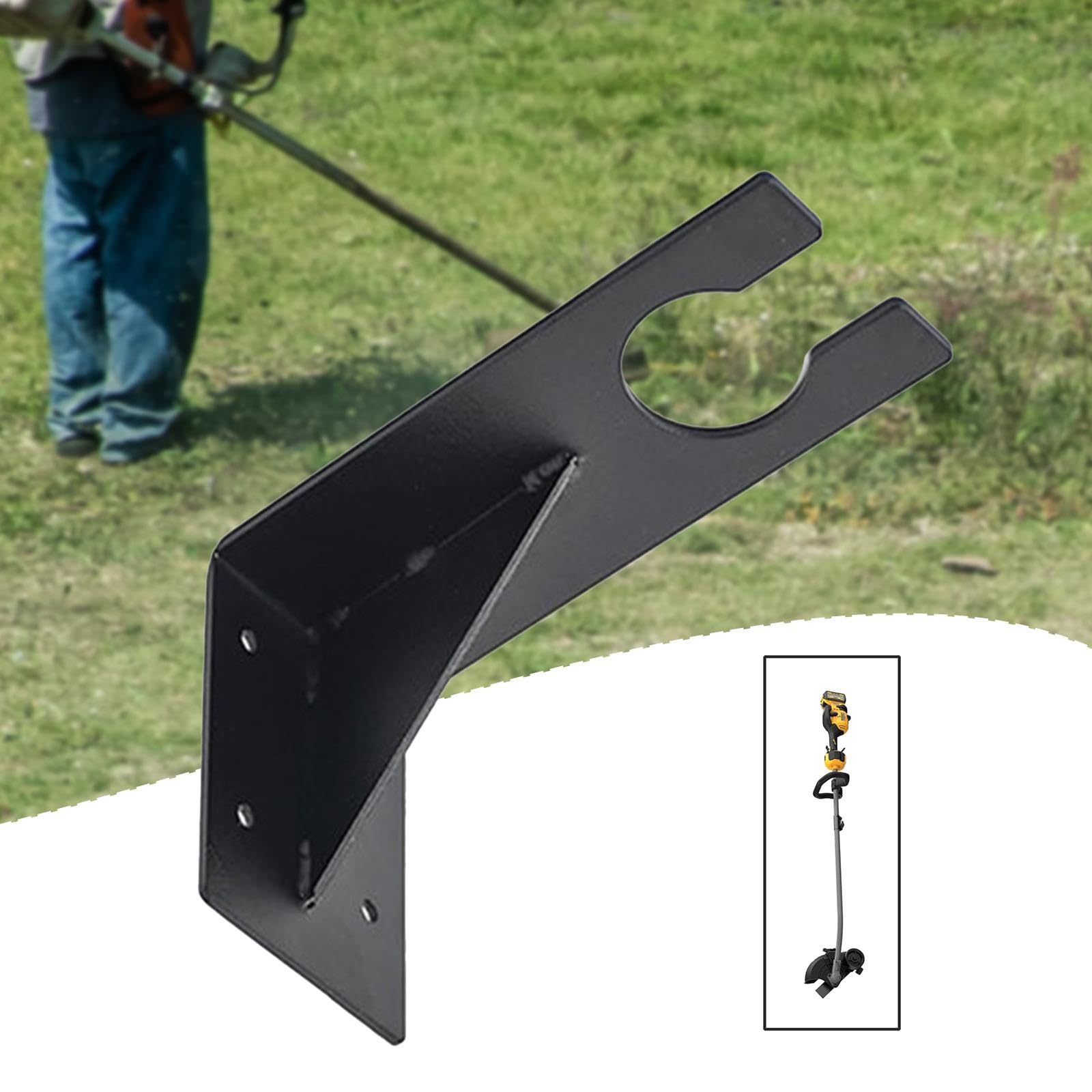Soporte de pared para cortacésped eléctrico y herramientas, estante de organización de garaje de hierro resistente (8 x 4 pulgadas)