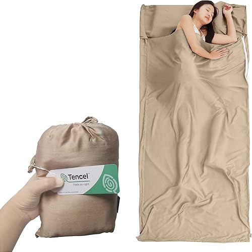 Cozysilk Tencel Lyocell - Forro para saco de dormir con cremallera - 100% austriaco Lenzing AG Tencel - Saco de dormir suave y sedoso para adultos -
