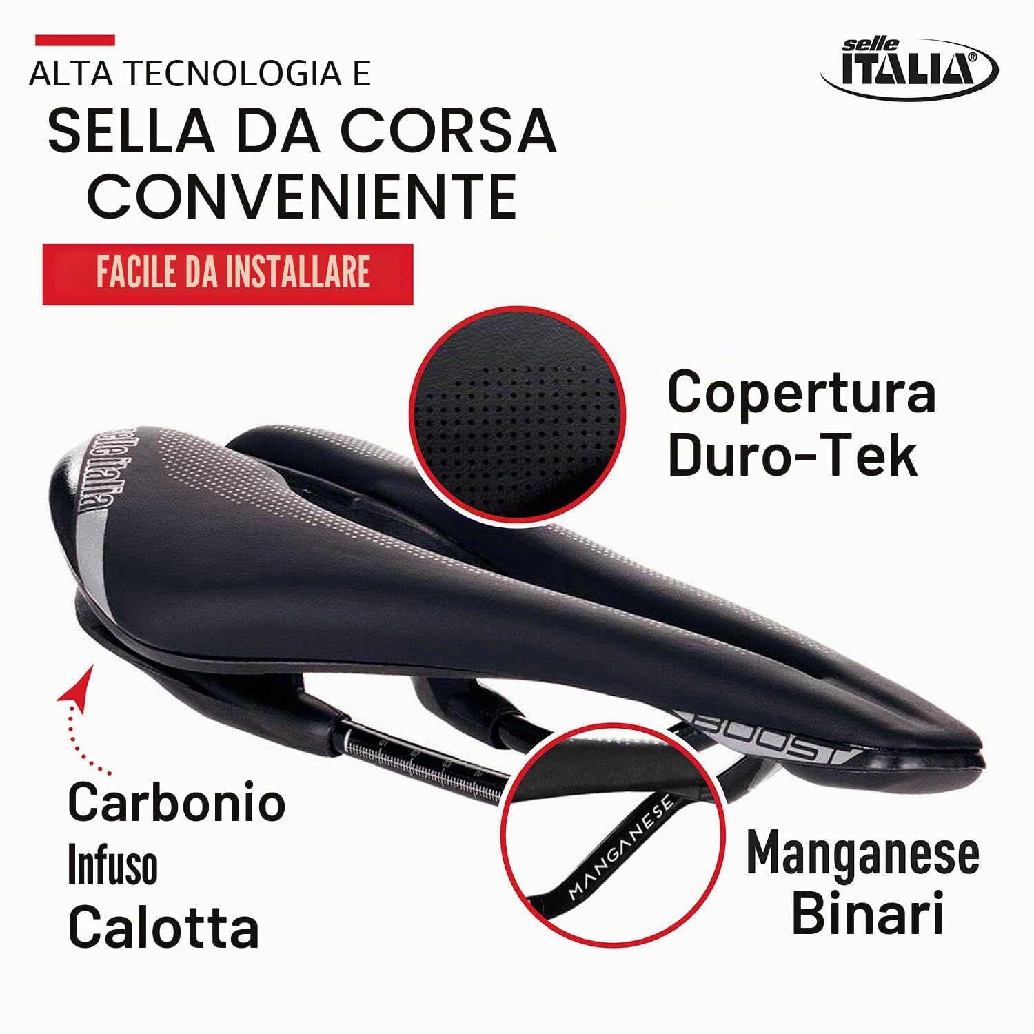 Selle Italia Sp-01 Boost Tm Superflow - Sella Bicicletta da Strada con Design Moderno, Comoda con Foro Superflow Unisex Adulto