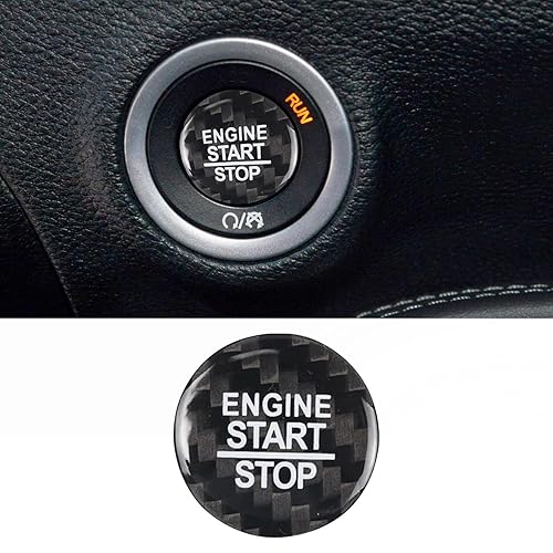 Compatible con Charger Challenger Cubierta del Botón de Arranque y Parada del Motor Sin Llave Un Clic Botón de Arranque por Empuje Pegatina de