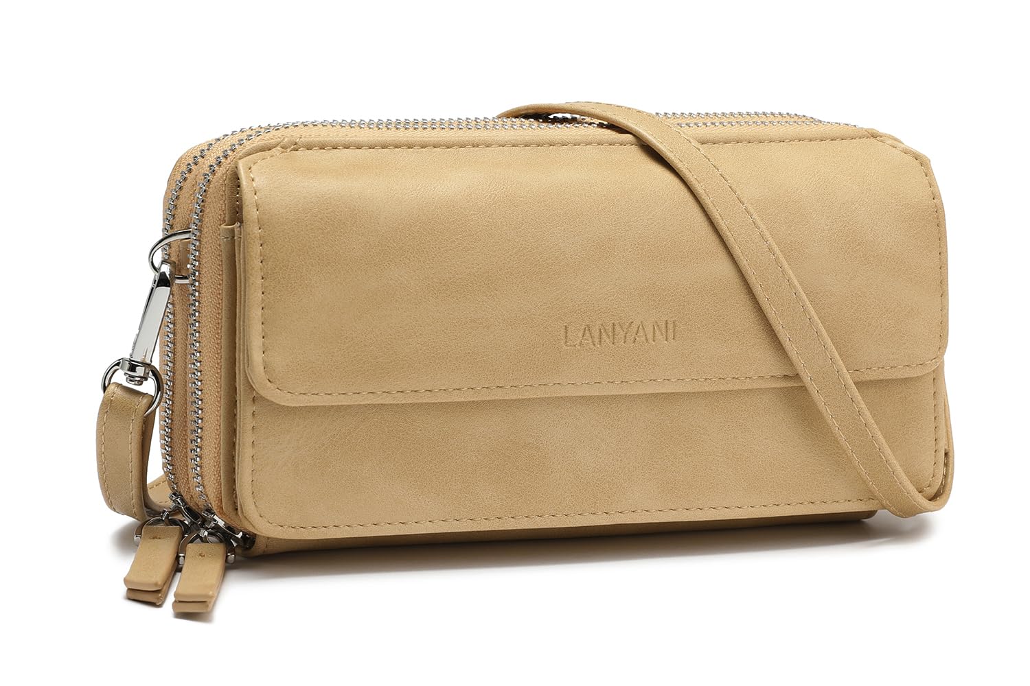 Lanyani RFID Crossbody Wallet Wristlet Purse with Phone Pocket For Women Vegan Leather