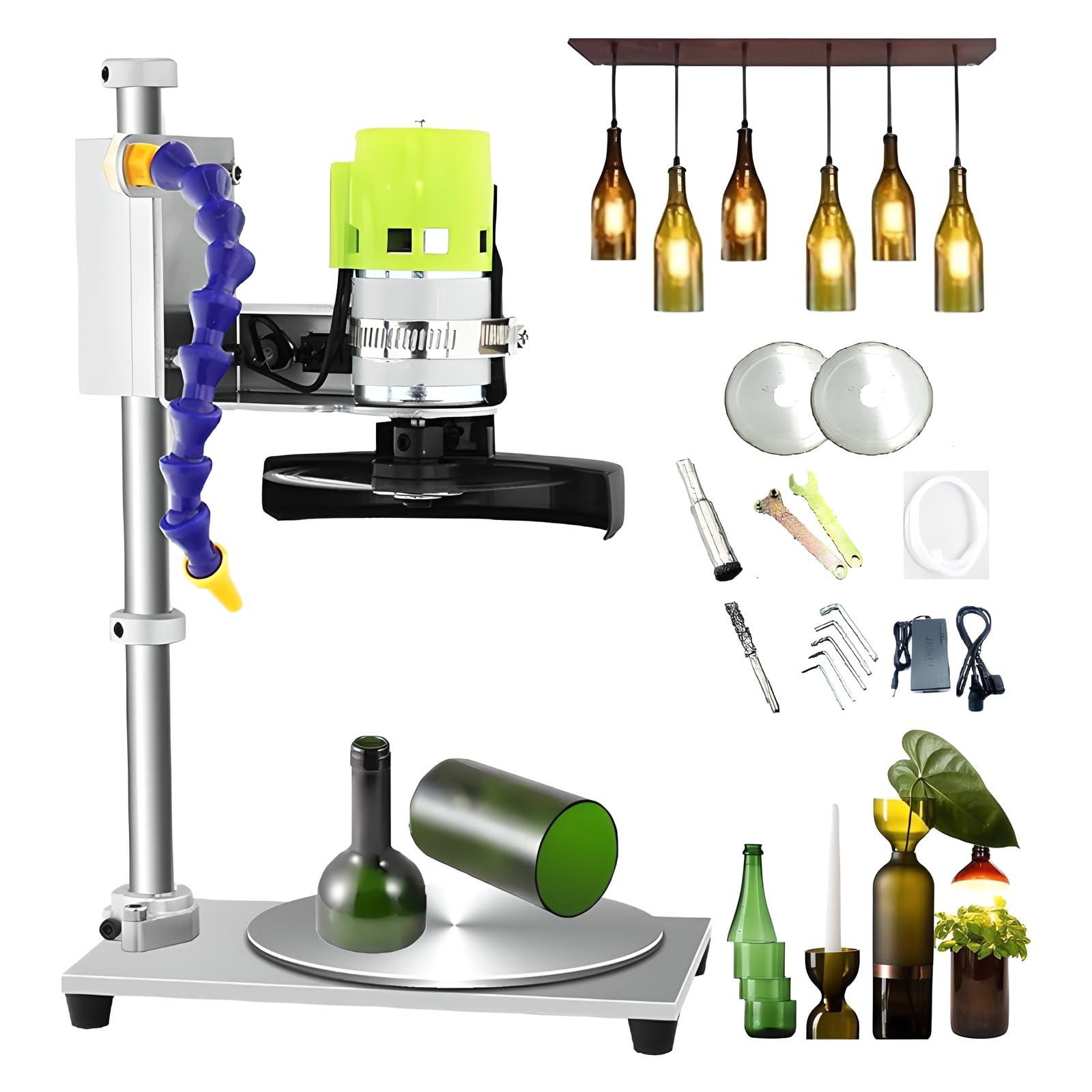 YXFAZPP Electric Glass Bottle Cutter, DIY Glass Bottle Cutter Kit with 7-Speed Adjustable, Non-Slip Rotating Base for Wine/Ceramic Bottles DIY