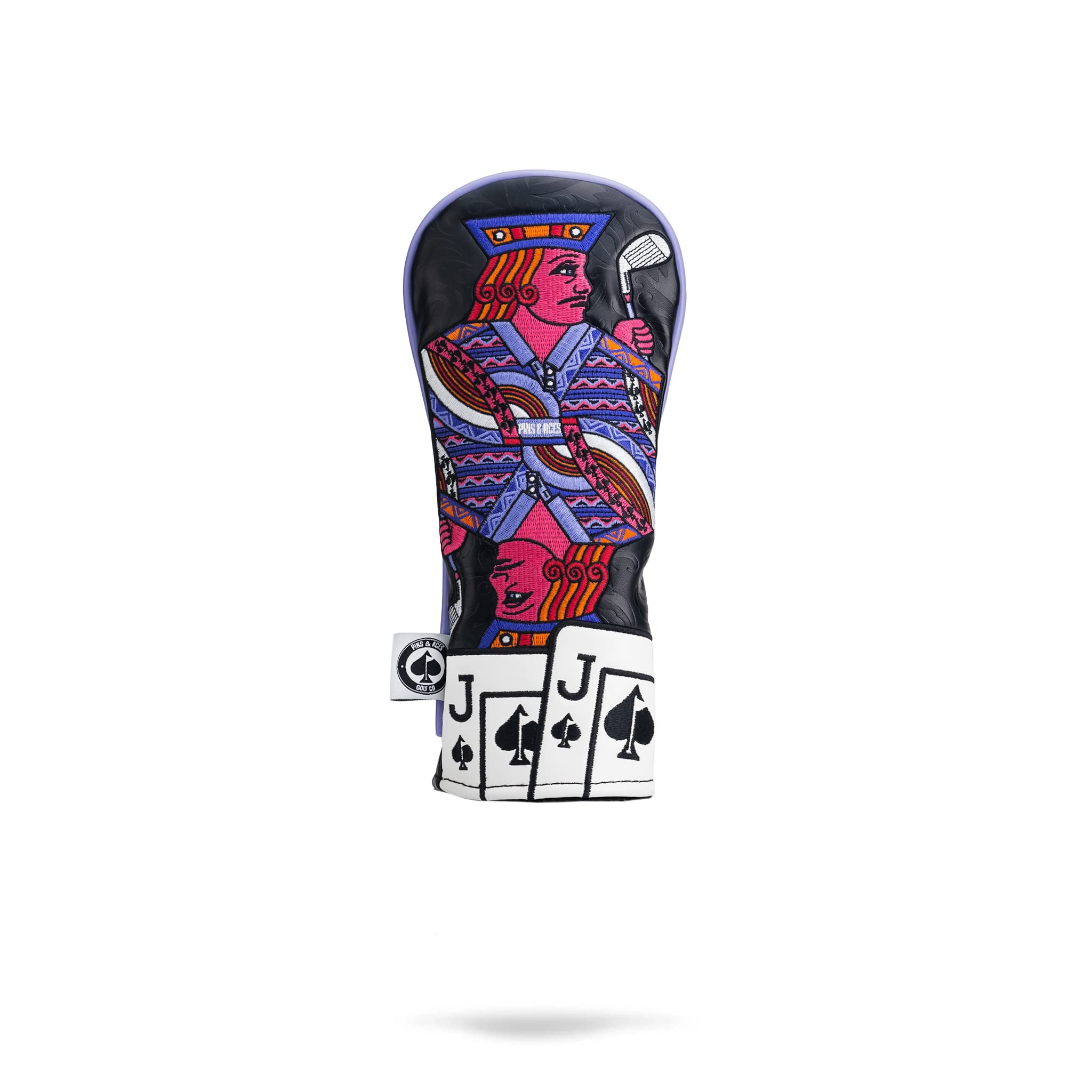 Pins & Aces Royal Flush Hybrid Head Cover - Premium, Hand-Made Leather Headcover - Jack of Spades, Tour Quality Golf Club Cover - Style and Customize Your Golf Bag (Hybrid)