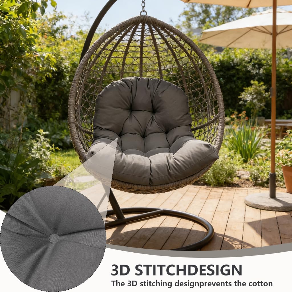 Hängesessel-Kissen, Schaukelsessel-Kissen Indoor & Outdoor, Sitzkissen Garten, Polsterauflage für Hängeschaukel, Hängekorb, Eierstuhl & Schaukelstuhl,Dark Gray