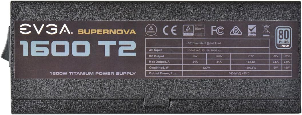 EVGA SuperNOVA 1600 T2 80+ TITANIUM, 1600W ECO Mode Fully Modular NVIDIA SLI and Crossfire Ready 10 Year Warranty Power Supply 220-T2-1600-X1