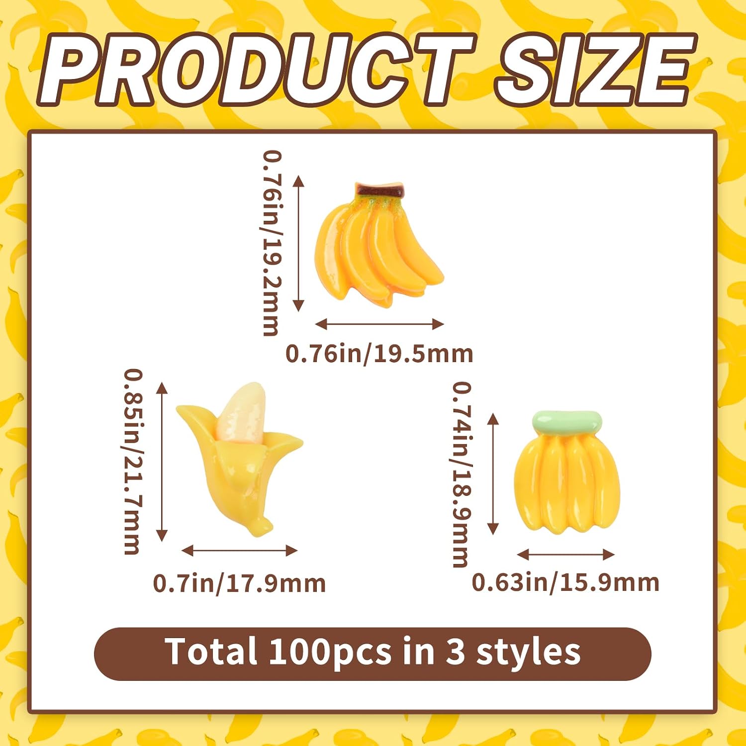 100pcs Artificial Bananas Tiny Bananas Miniature Banana for Home House Grocery Photography Party Decoration