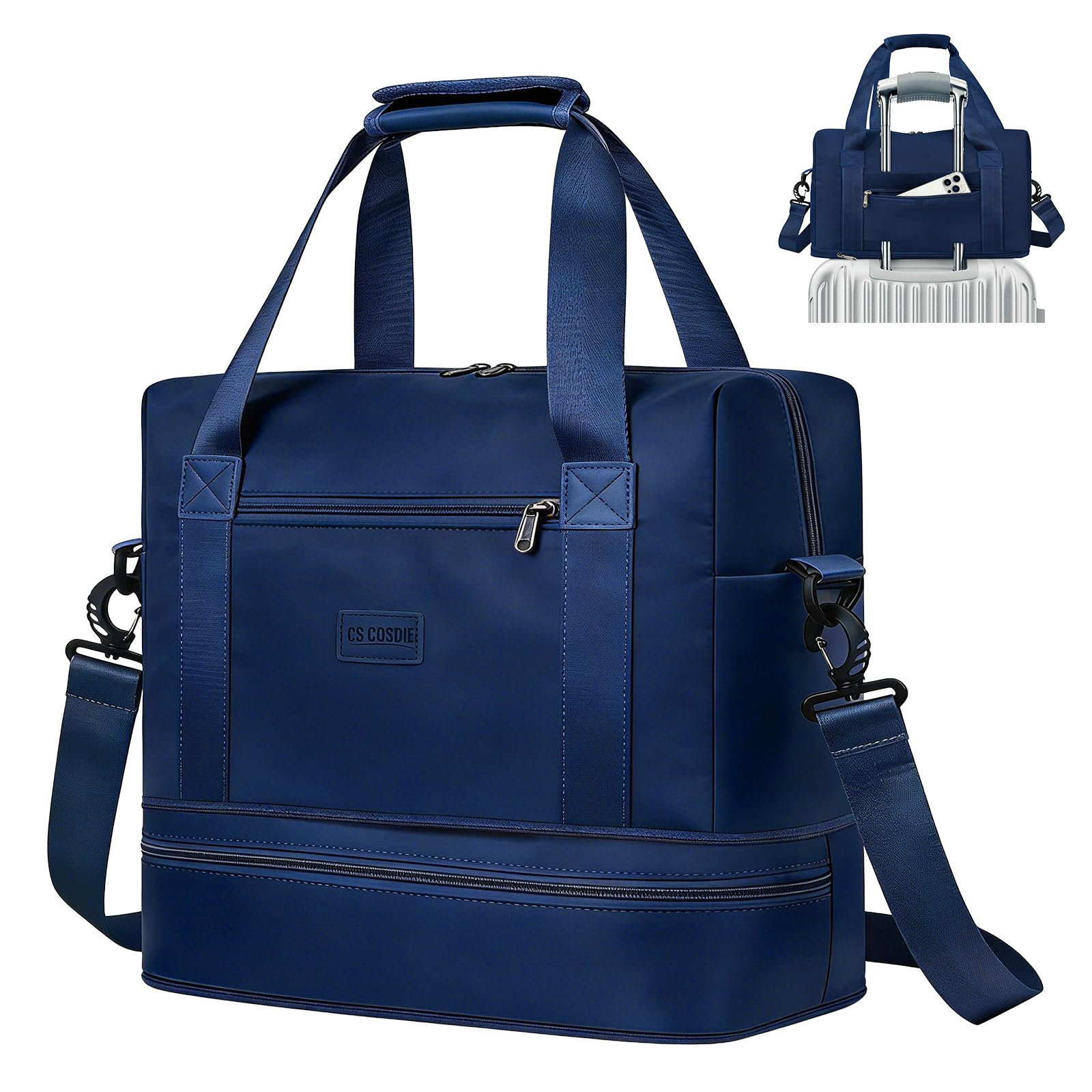 CS COSDDI Travel Bag, Overnight Bag with Shoes Compartment & Wet Pocket, Weekend Bags for Water Resistant Haspital Bag Gym Duffle Bag Women Men Holdall Bag, for Ryanair Cabin Bags 40x30x20
