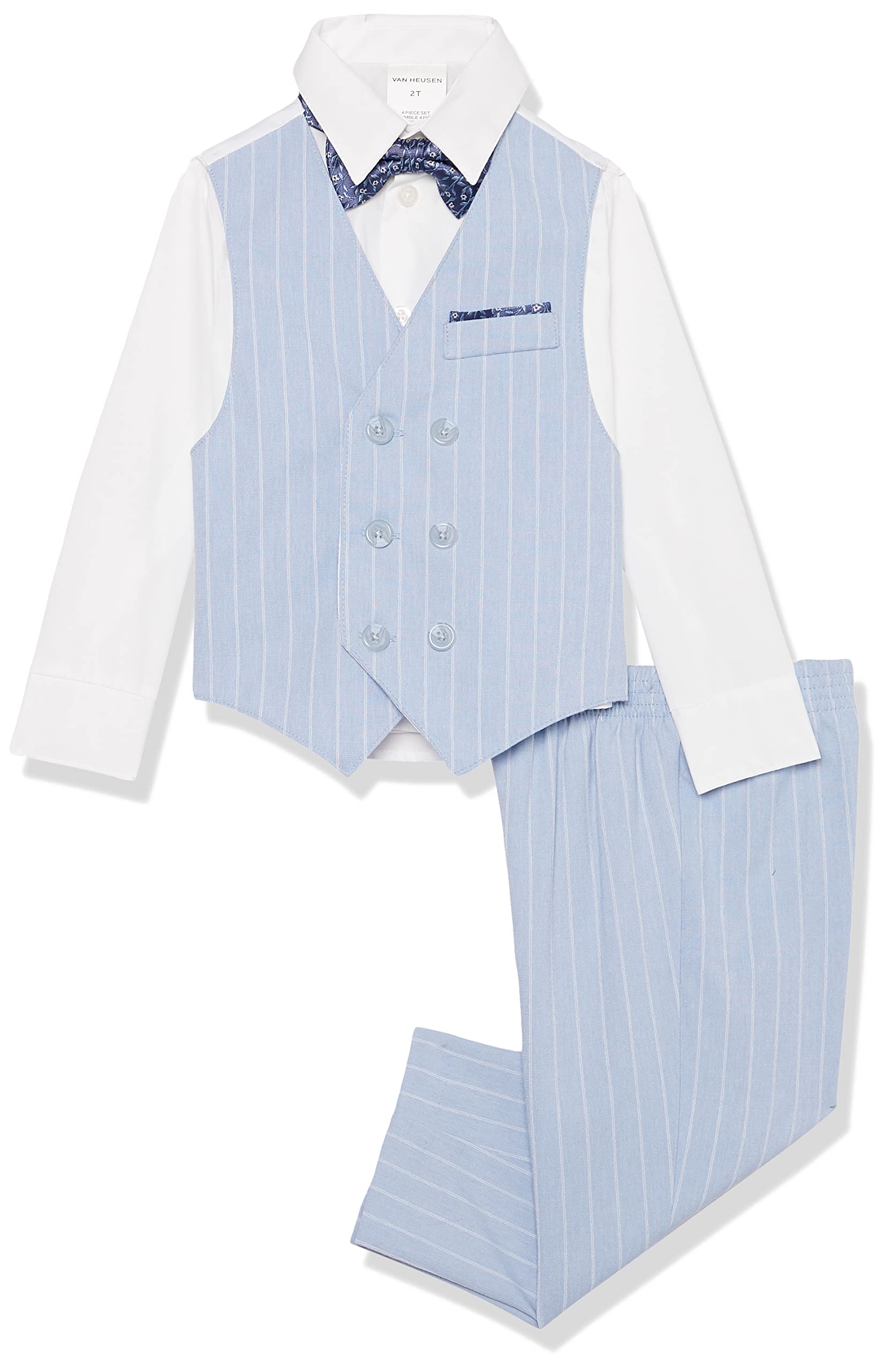 Van Heusen Boys' 4-piece Formal Dress Up Suit Vest Set, Vest, Pants, Collared Dress Shirt, and Tie