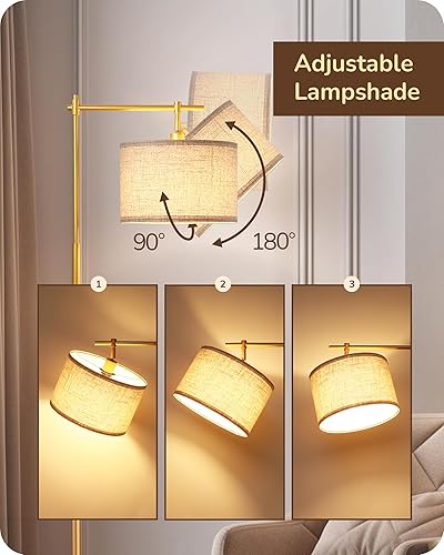 Miniatura 5 de EDISHINE Lámpara de pie regulable, 5 temperaturas de color, lámpara de pie moderna con control remoto y pantalla beige, enchufe E26, lámpara de pie