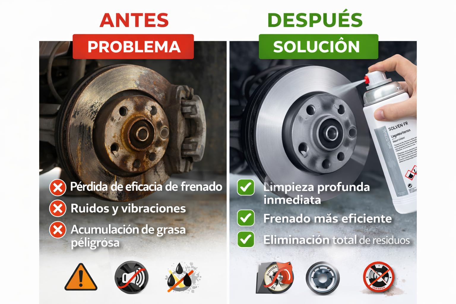 SOLVEN FR Limpiador de Frenos Profesional 5L – Desengrasante Industrial para Pastillas y Discos – Secado Rápido sin Residuos – Uso Automoción y Taller