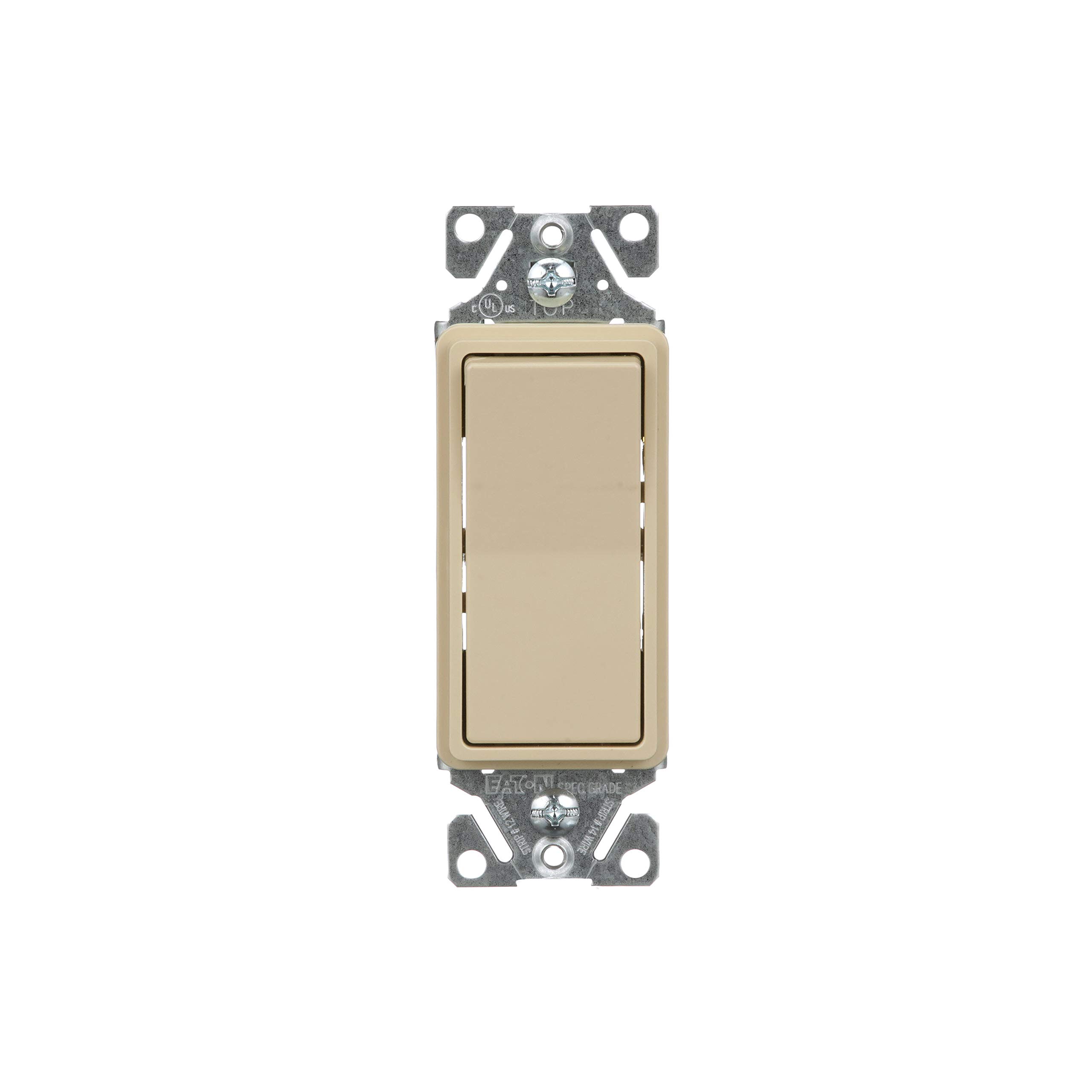 EATON 7501V-BOX 7500-Box Decorative Standard Rocker Switch, 120/277 Vac, 15 A, 1 Pole, Ivory