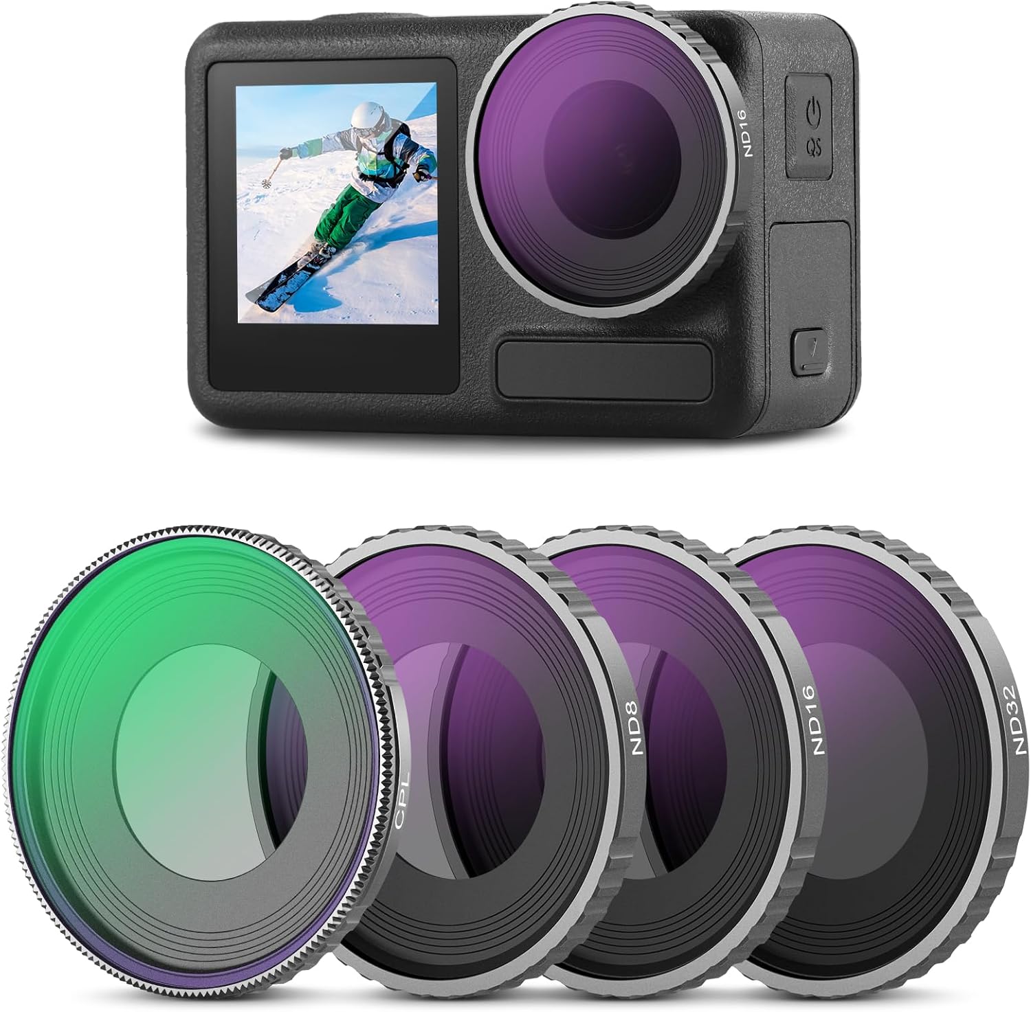 Kit 4 Filtri ND E CPL Per DJI Osmo Action 5/4/3 - ND8, ND16, ND32 E Polarizzatore, Vetro Ottico Multistrato - Foto 3