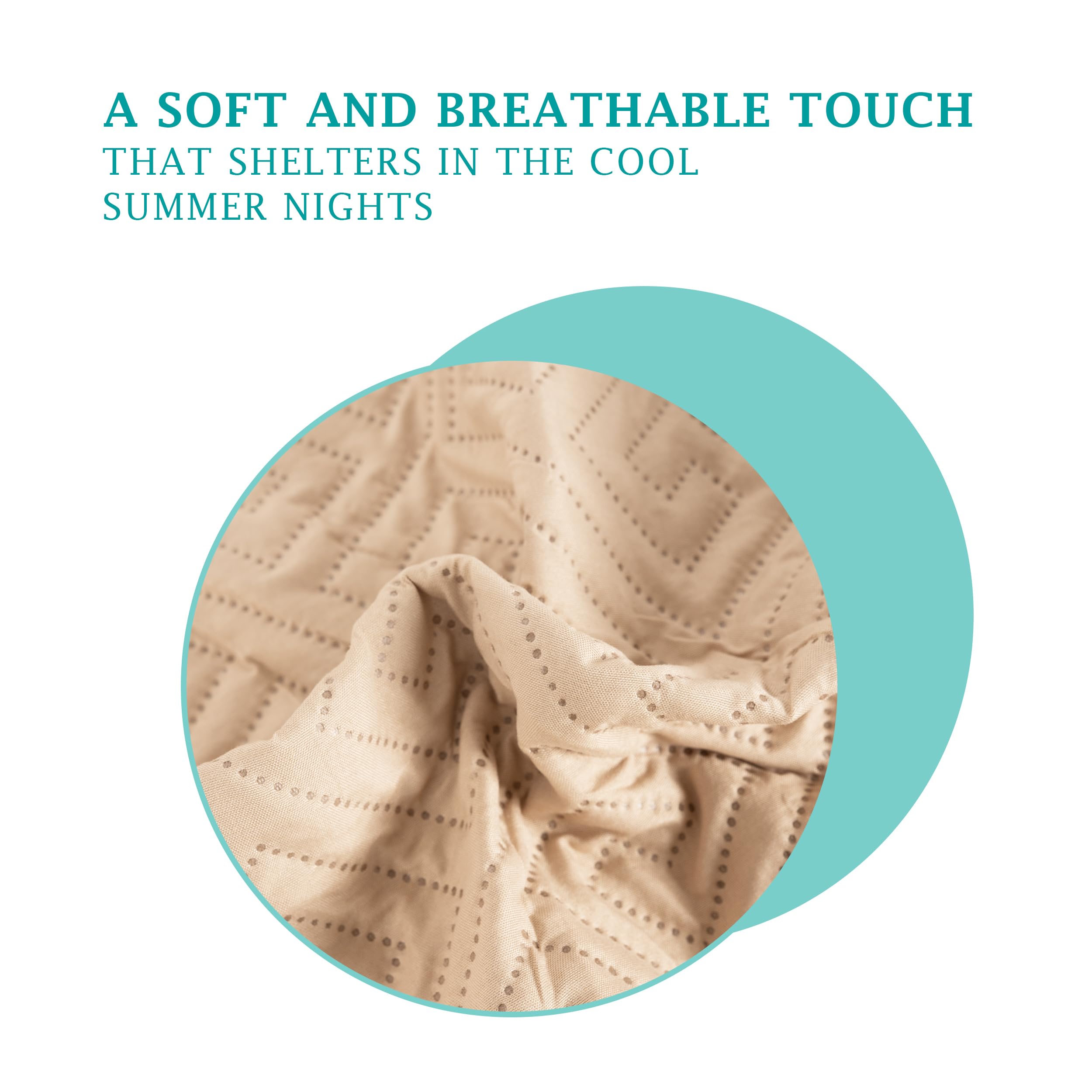 Colcha Boutis con Relieve Geométrico de Color Marrón Claro + 2 Funda Cojin 50x70 cm - Cubrecama Ligera Fina Entretiempo Extra Suave y Transpirable (Cama 135, 220x260cm)